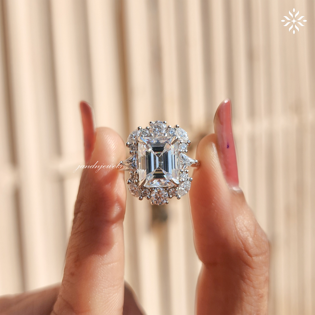 3.00 CT Emerald Cut Moissanite Engagement Ring, Emerald Cut Ring, Moissanite Engagement Ring, Hidden Halo Ring