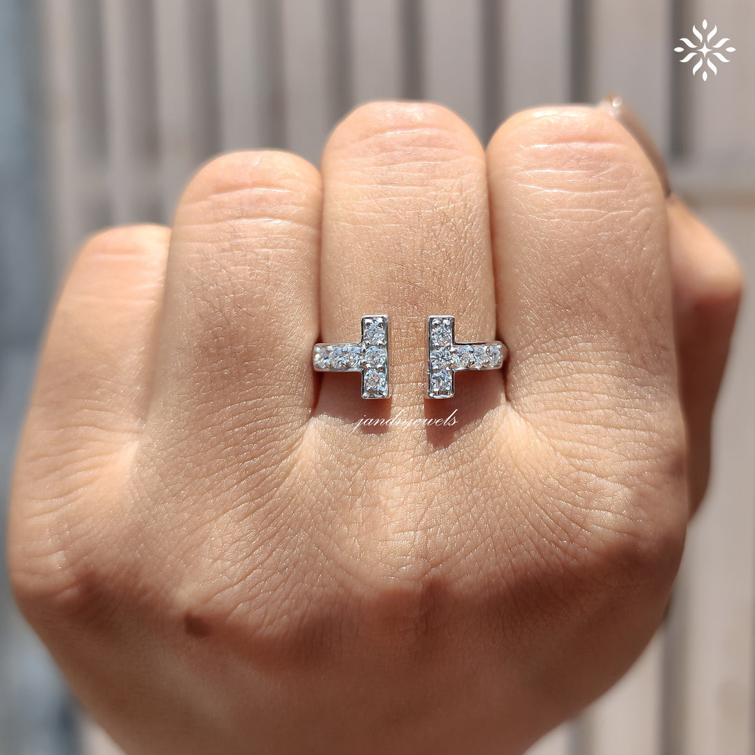 Open Shank T-Shape Diamond Moissanite Ring