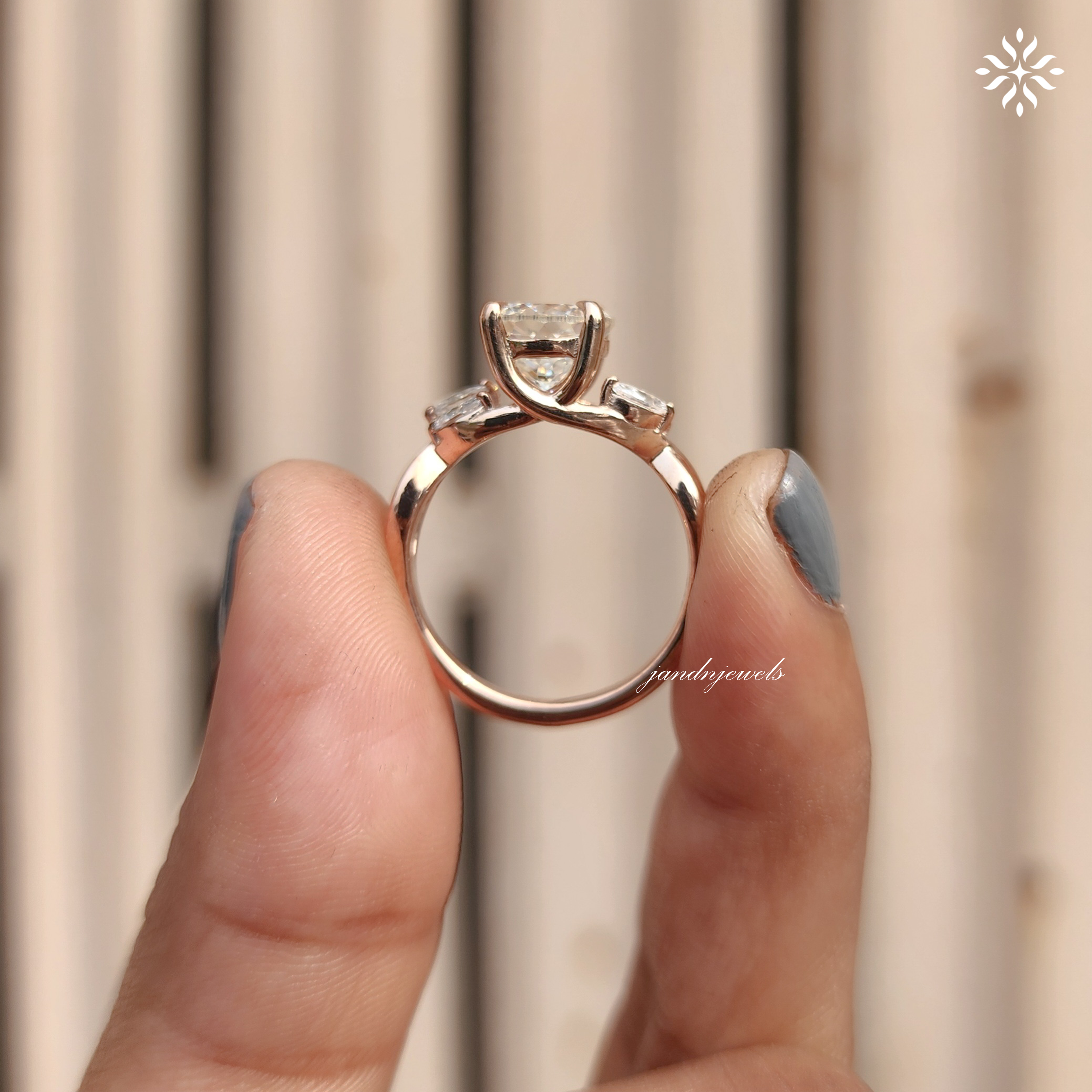 Twisted Shank Portuguese Cut Moissanite Diamond Ring Infinity Style 14K Solid Gold Ring Pear Accent Bridal Ring Promise Anniversary Gift
