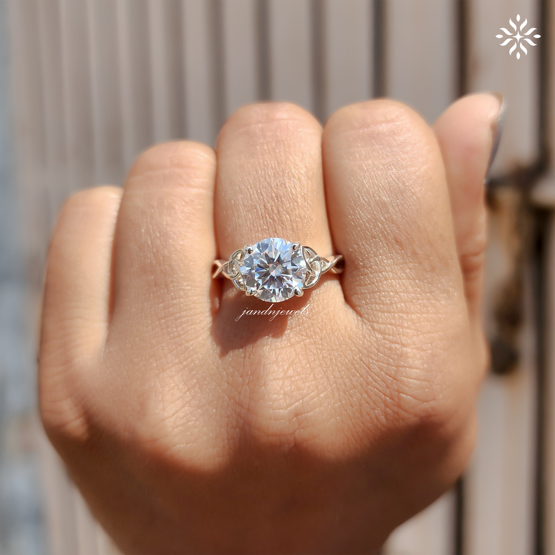 Round Cut Moissanite Engagement Ring Floral Wedding Ring 14K Solid Gold Ring Everbee logo Analyze listing