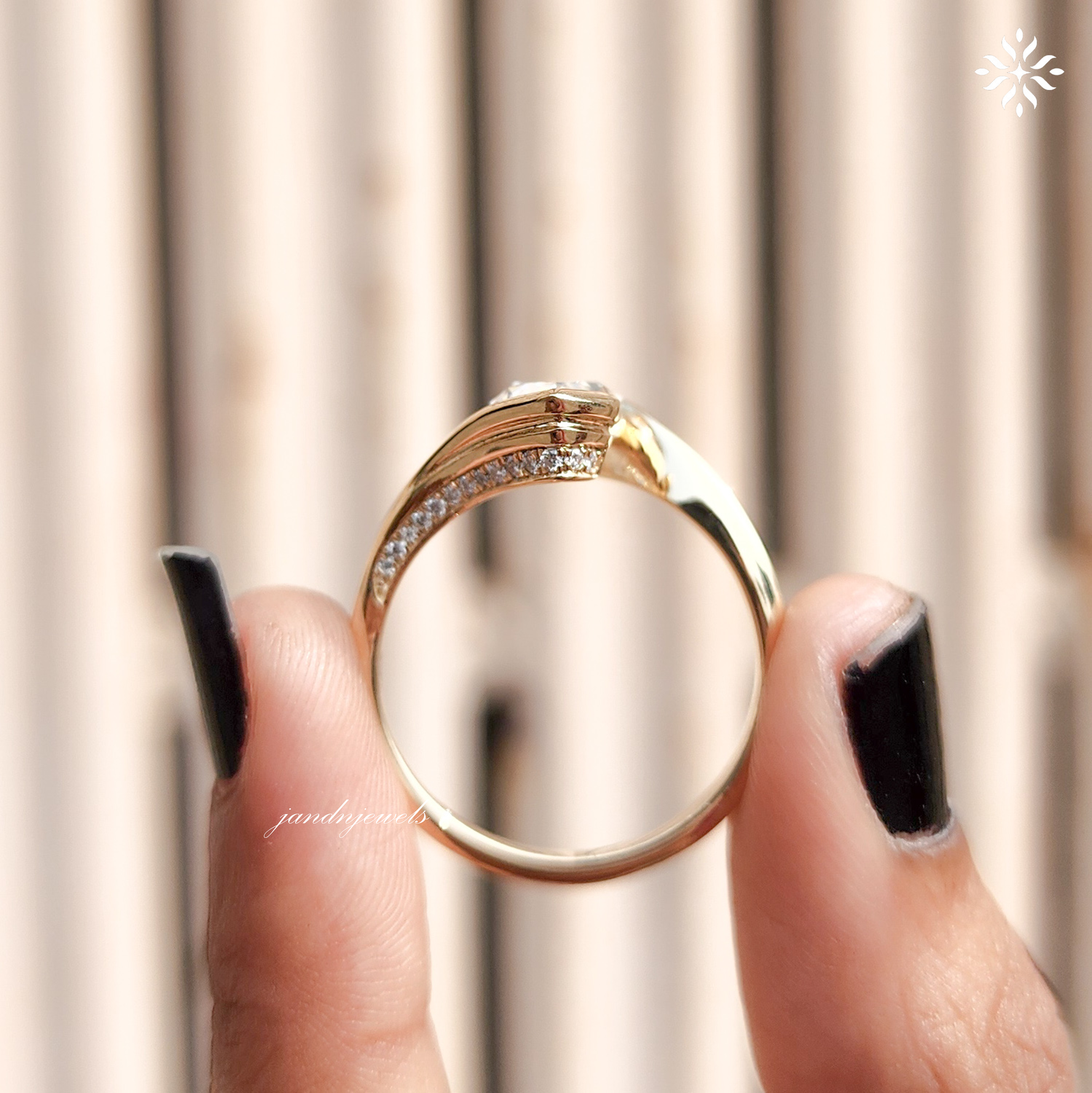 Marquise Moissanite Wrap Ring, Curved Pave Gold Band, Elegant Unique Engagement Ring for Women