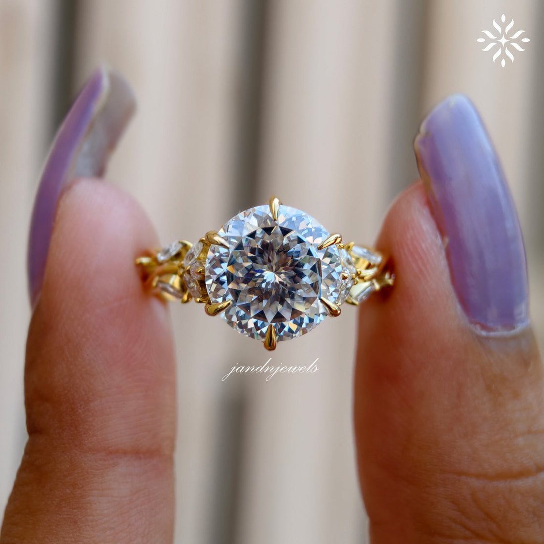 Floral Portuguese Cut Moissanite Engagement Ring Art Deco14K Gold Moissanite Diamond Wedding Ring Nature Inspire Ring Promise Ring For Women