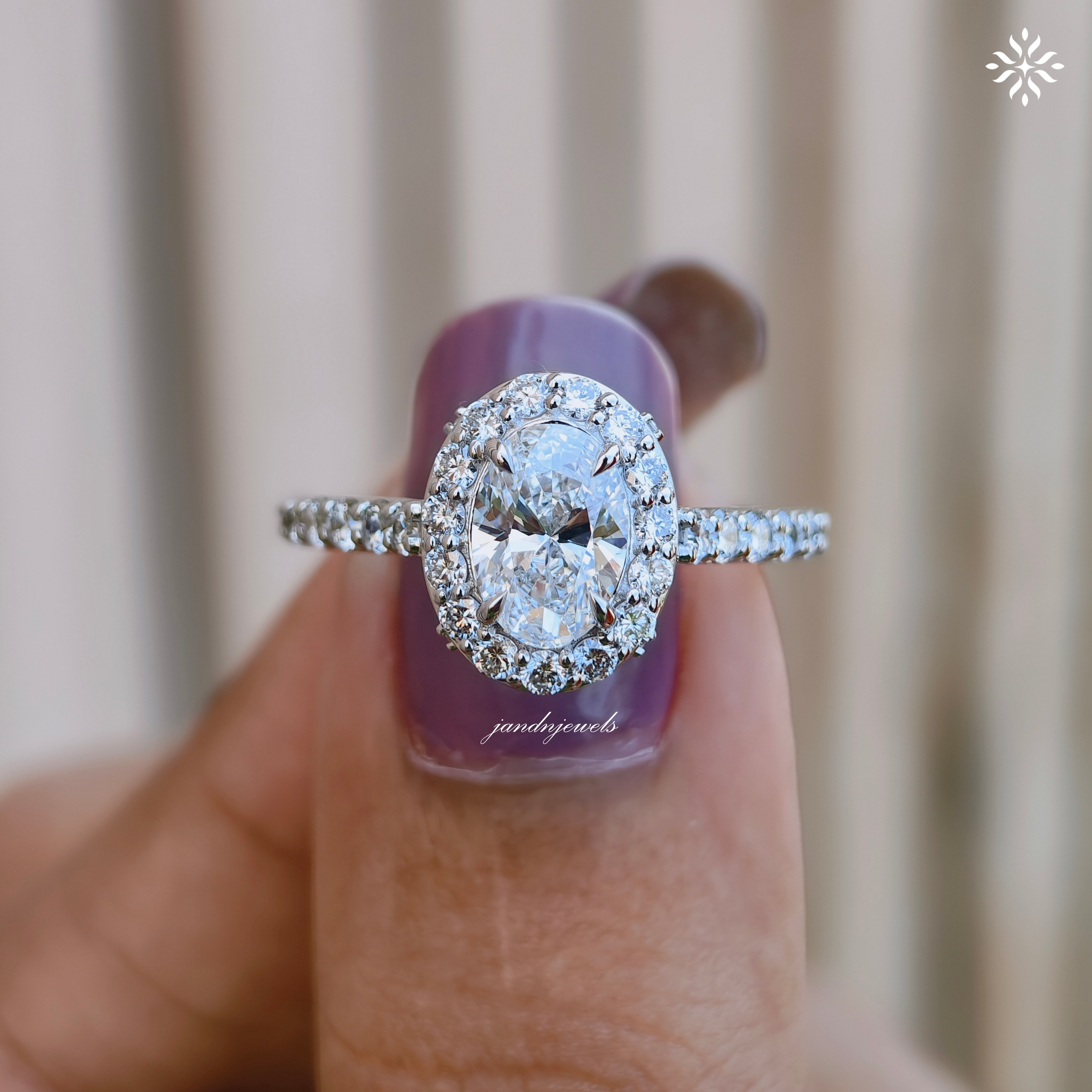 Oval Halo Lab Grown Diamond Ring, Hidden Halo Engagement Ring, 14K Gold Wedding Band, Bridal Ring Everbee logo Analyze listing