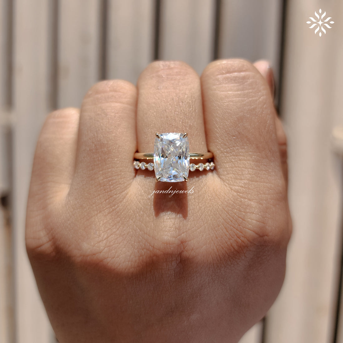 4CT Elongated Cushion Cut Moissanite Engagement Ring Set Hidden Halo 14K Solid Gold Diamond Wedding Rings Promise Ring Set Anniversary Gift