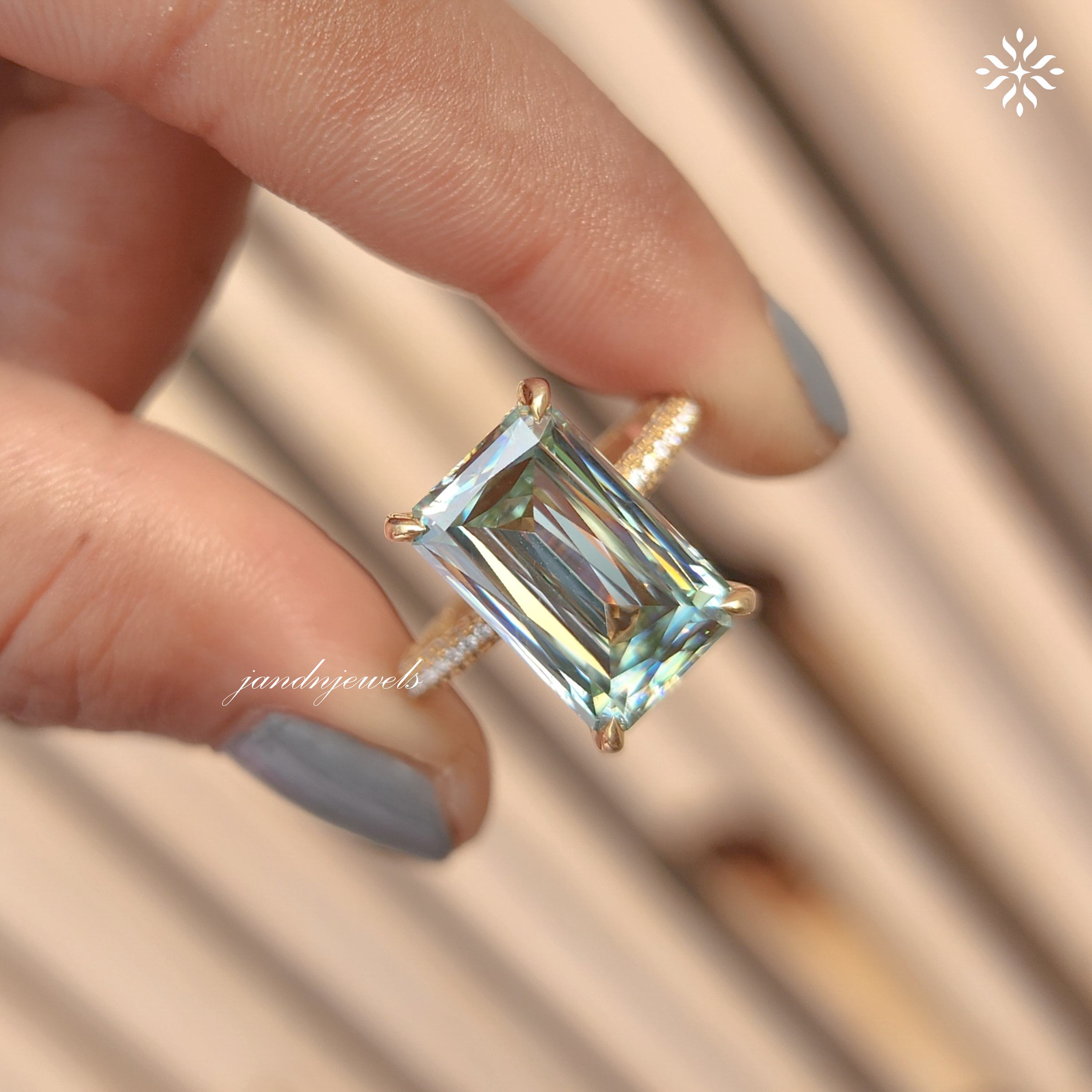 Cyan Blue Criss Cut Moissanite Engagement Ring 14K Solid Gold Hidden Halo Diamond Ring Pave Wedding Ring Unique Solitaire Ring for Her