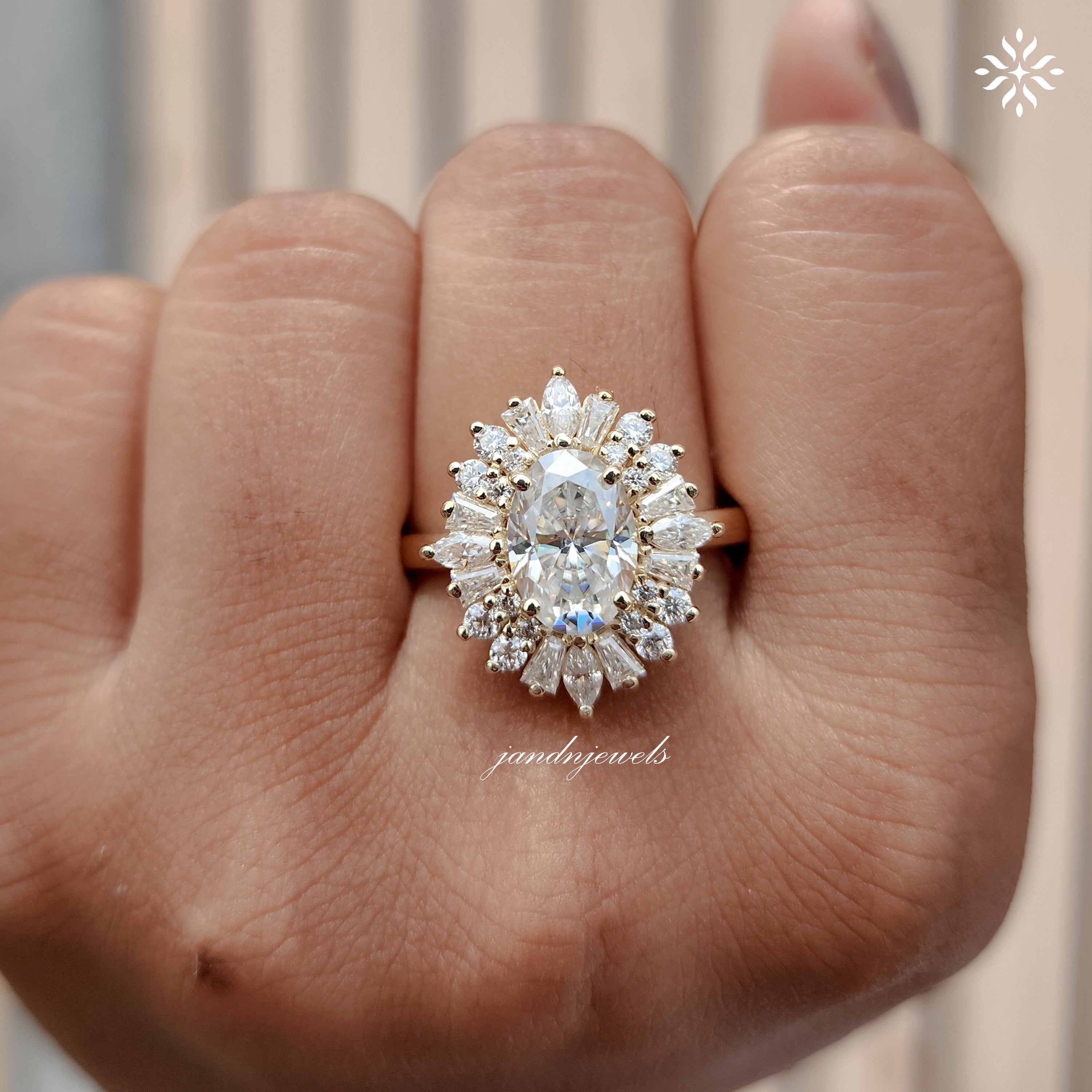 Starburst Oval Cut Moissanite Engagement Ring Art Deco Ring Oval Cut Ring 14k Gold Ring Wedding Ring Diamond Ring Anniversary Ring