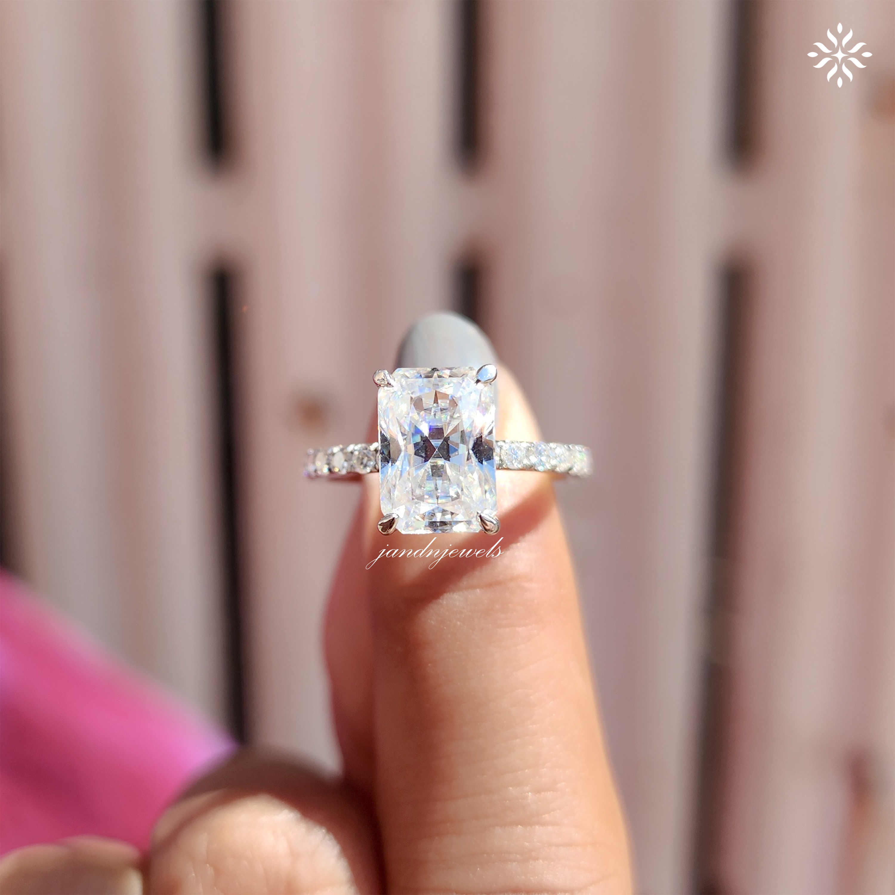 1.25 Carats Radiant Cut Engagement Ring Wedding Ring Sterling Silver Solitaire Ring Promise Ring Half Eternity Band Silver Wedding Ring