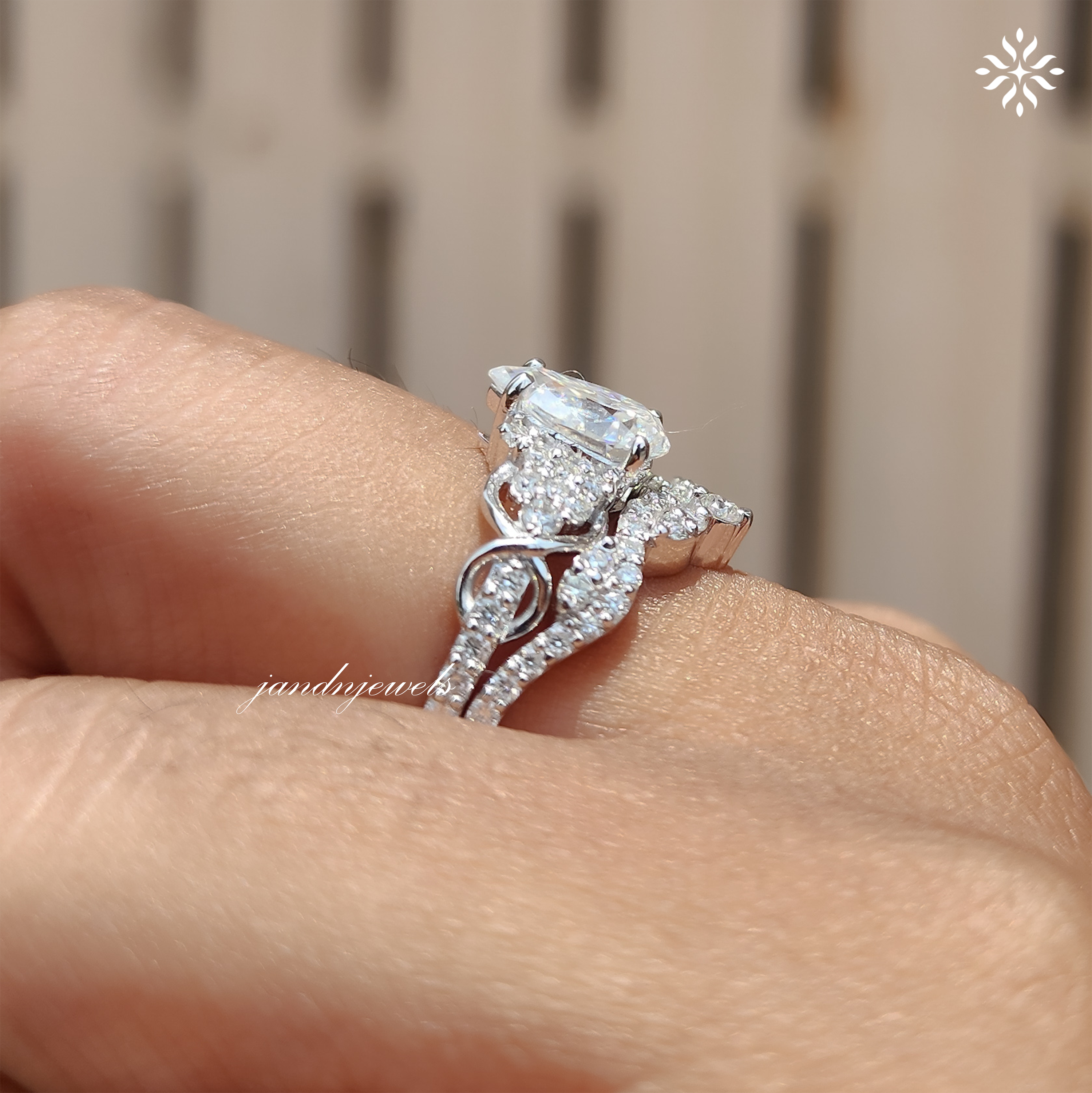 2CT Pear Moissanite Engagement Bridal Ring Set 14K Solid Gold Floral Nature Inspired Wedding Ring Set Promise Anniversary Gifts