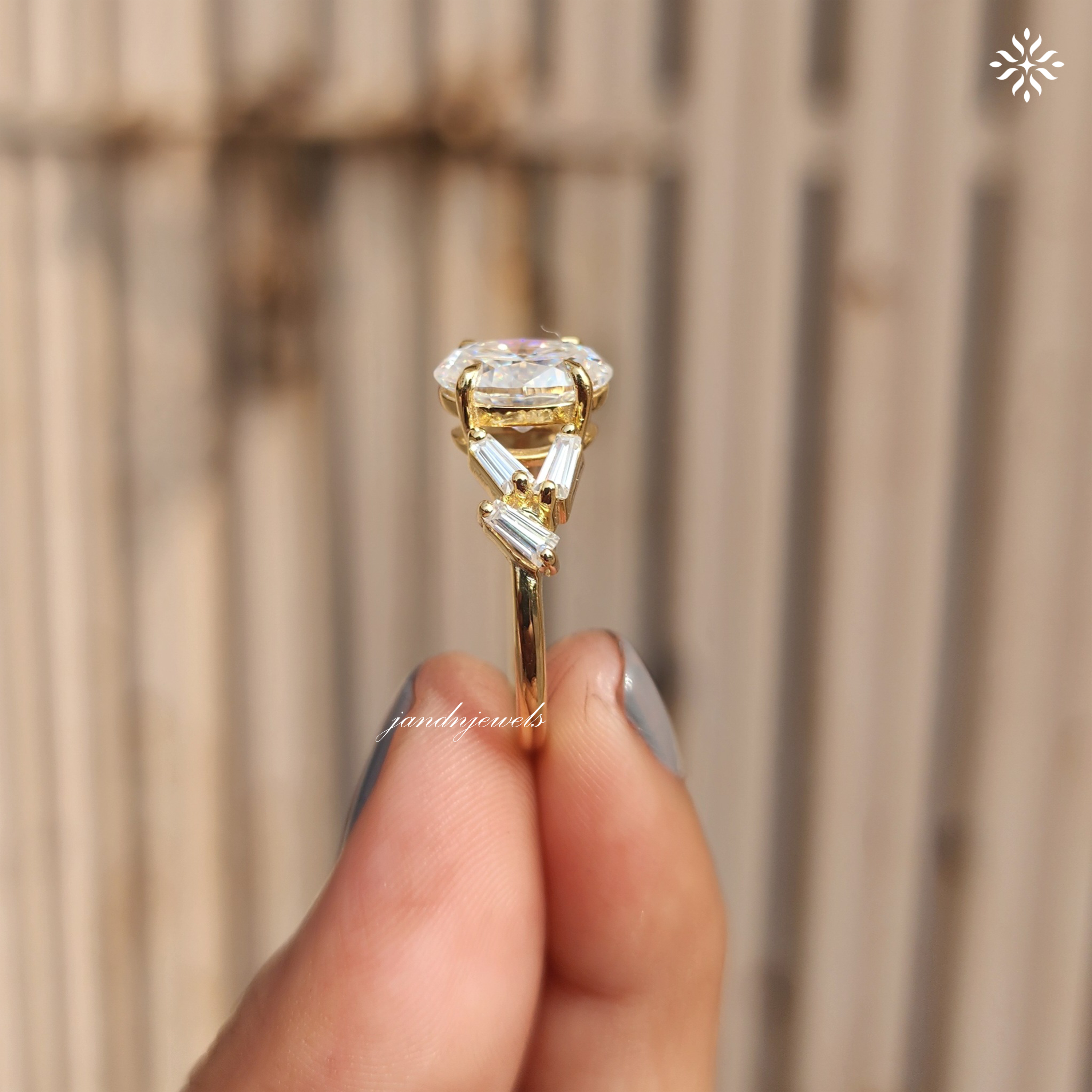 Oval Cluster Moissanite Engagement Ring Side Stone Baguette Ring 14k Gold Ring Wedding Ring Promise Ring for Woman Anniversary Ring