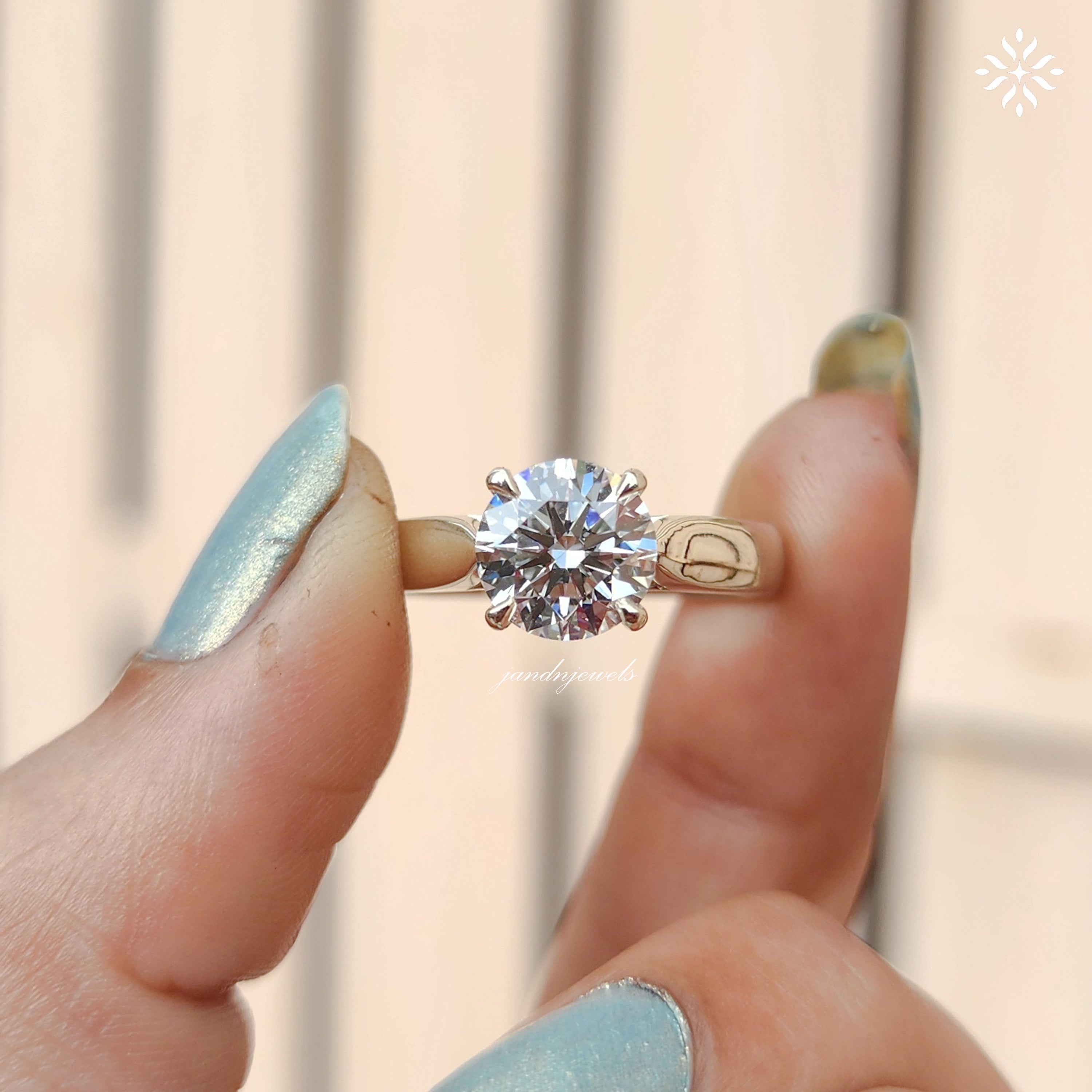 2CT E Color VVS1 Brilliant Round Cut Lab Grown Diamond Ring Solitaire Engagement Ring