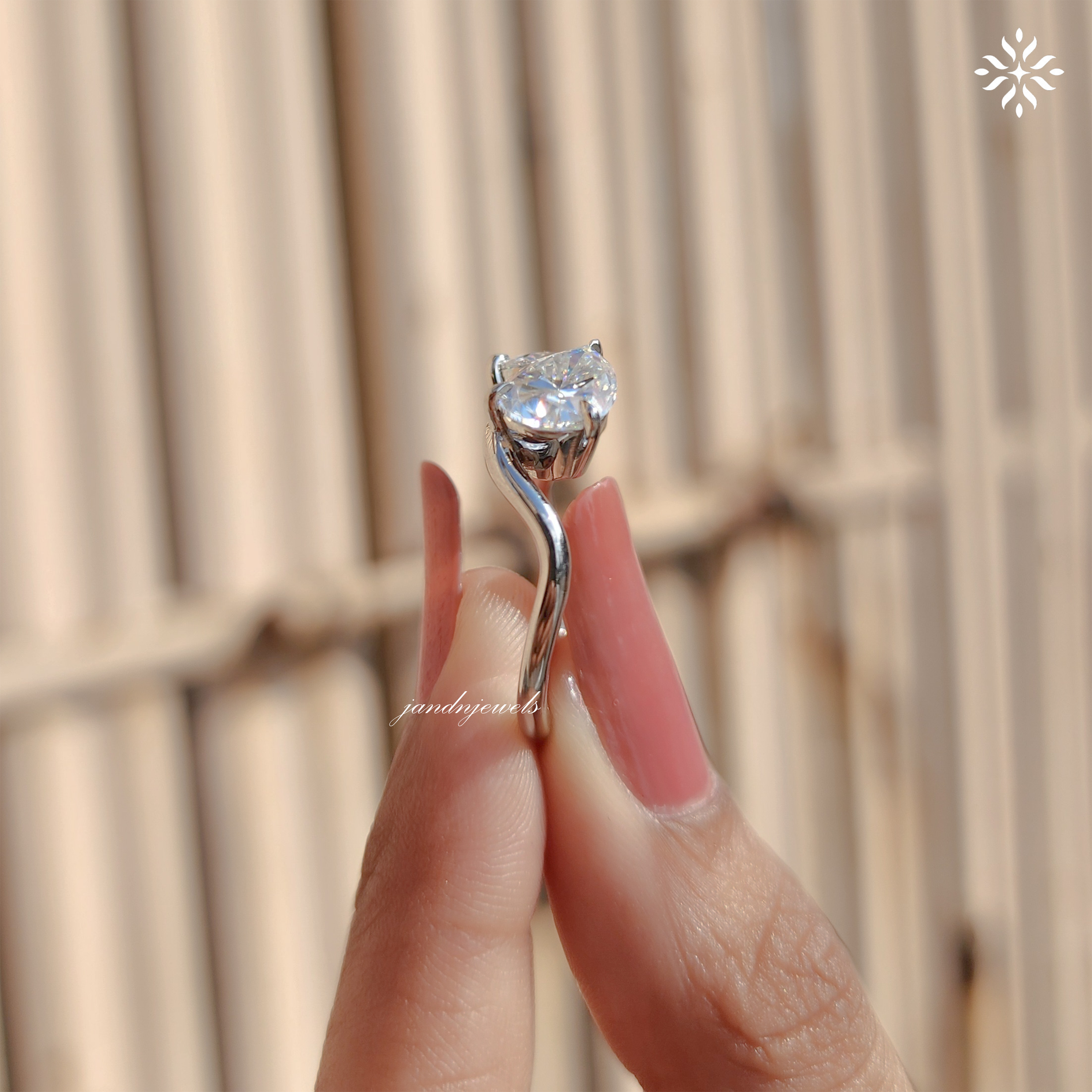 Pear & Round Cut Moissanite Engagement Ring, Toi Et Moi Ring, Bypass Shank Ring, 14K Solid Gold, Luxurious Two Stone Ring