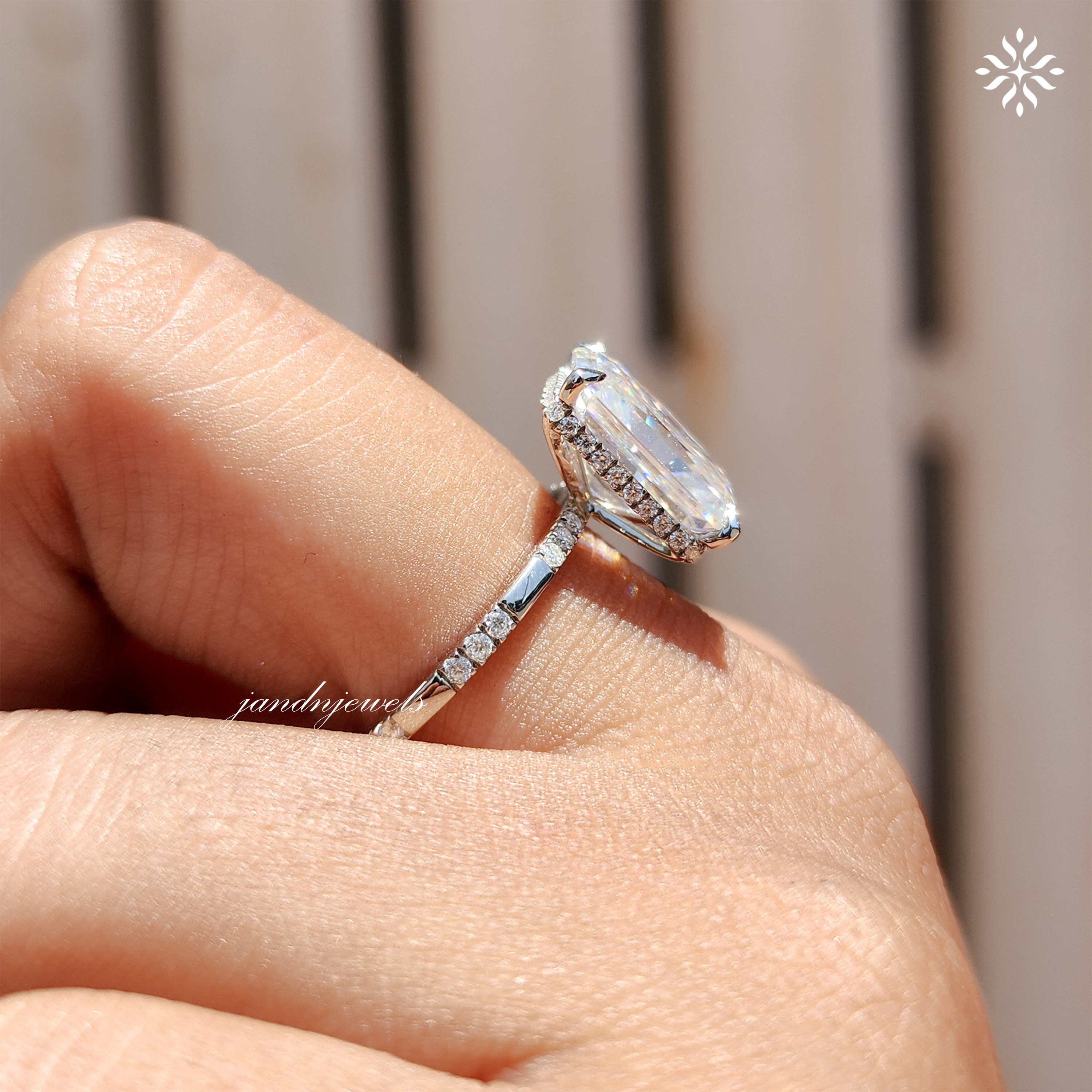 4CT Radiant Cut Moissanite Engagement Ring Solitaire Ring Distance Pave Band Hidden Halo Diamond Ring Everbee logo Analyze listing