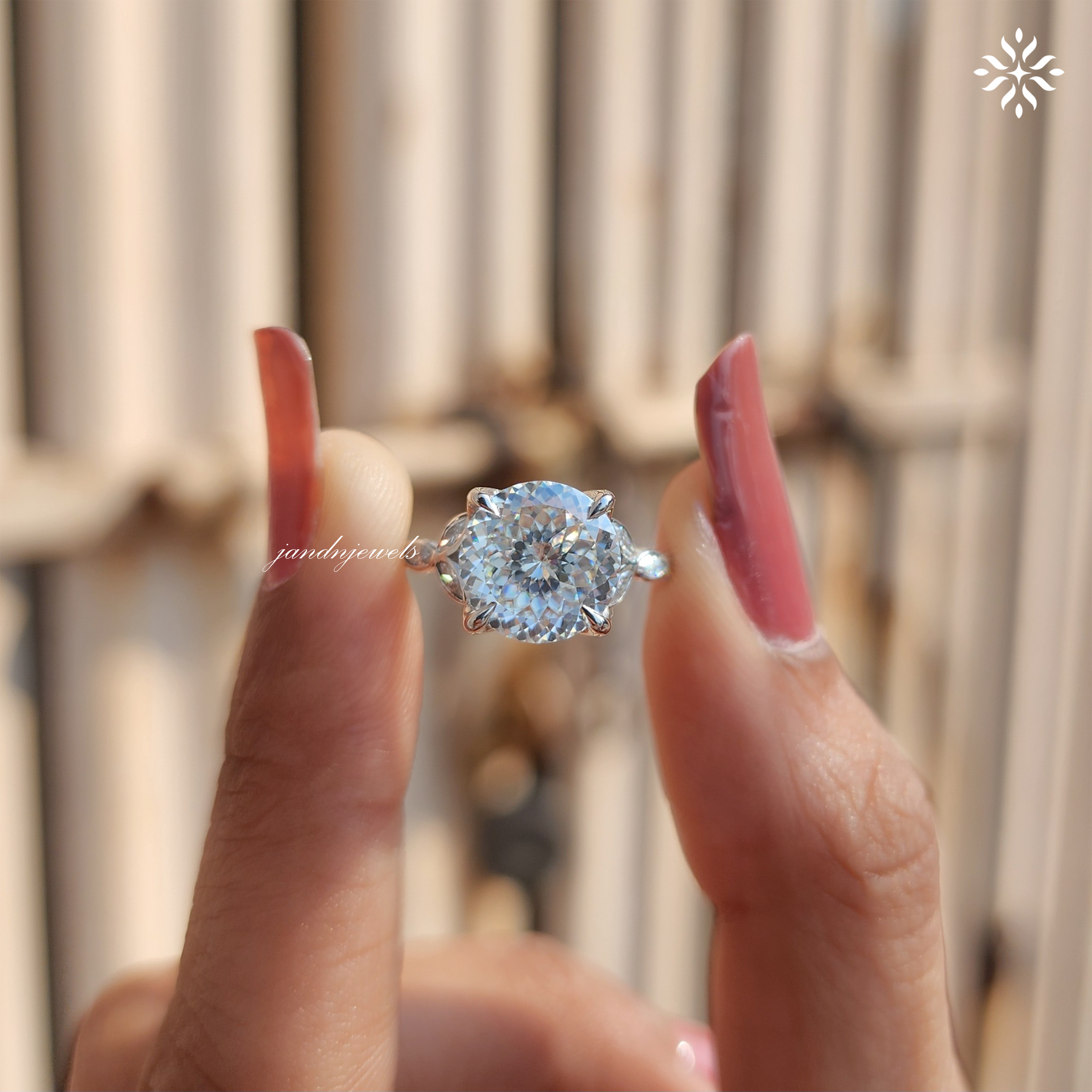 Custom 2CT Portuguese Cut Moissanite Engagement Ring, 14K Solid Gold Ring, Dainty Promise Ring for Her, Mystique Cathedral Setting Ring