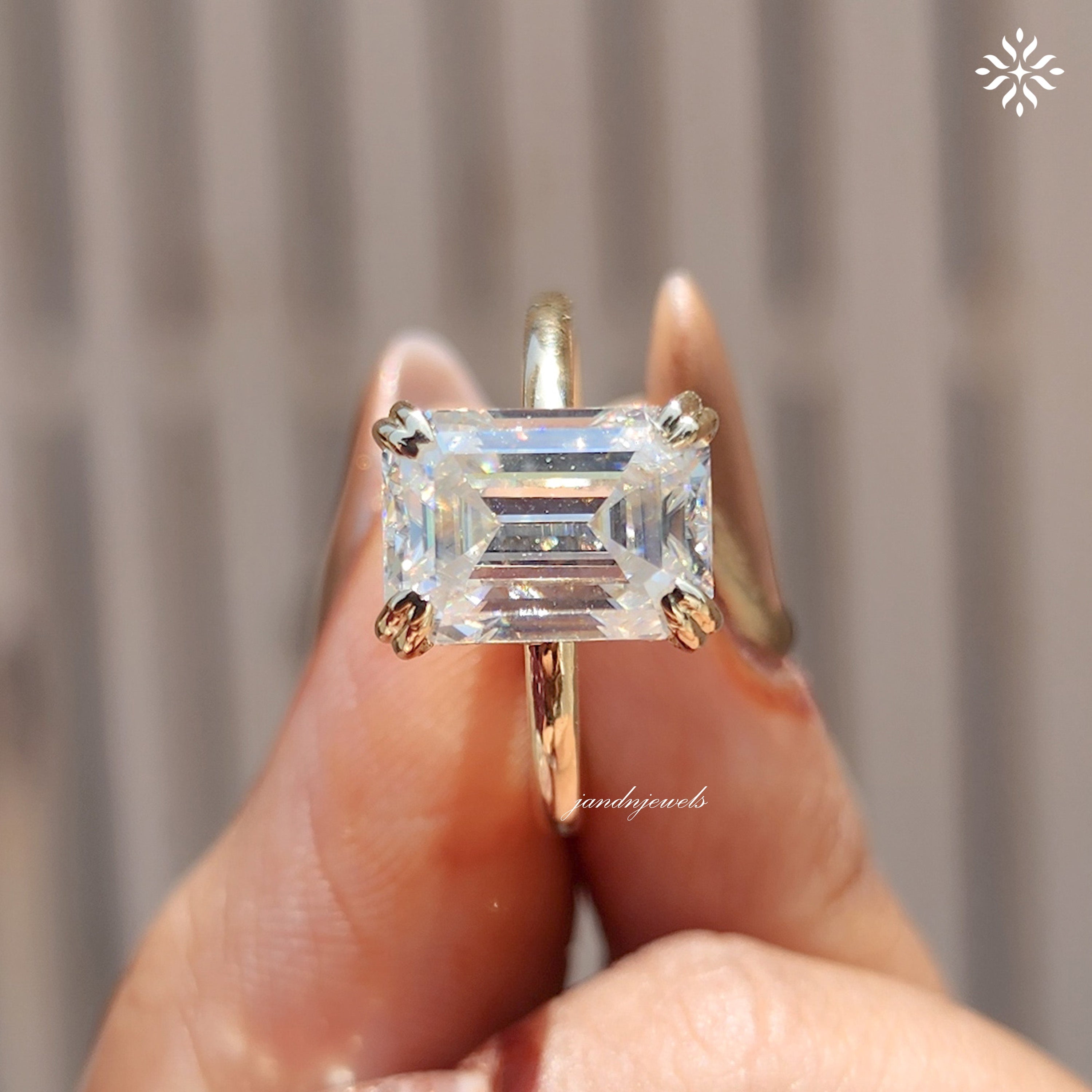 3CT Emerald Cut Moissanite Engagement Ring 14K Solid Gold Ring Hidden Halo Diamond Ring 14K Gold Ring Solitaire Diamond Ring