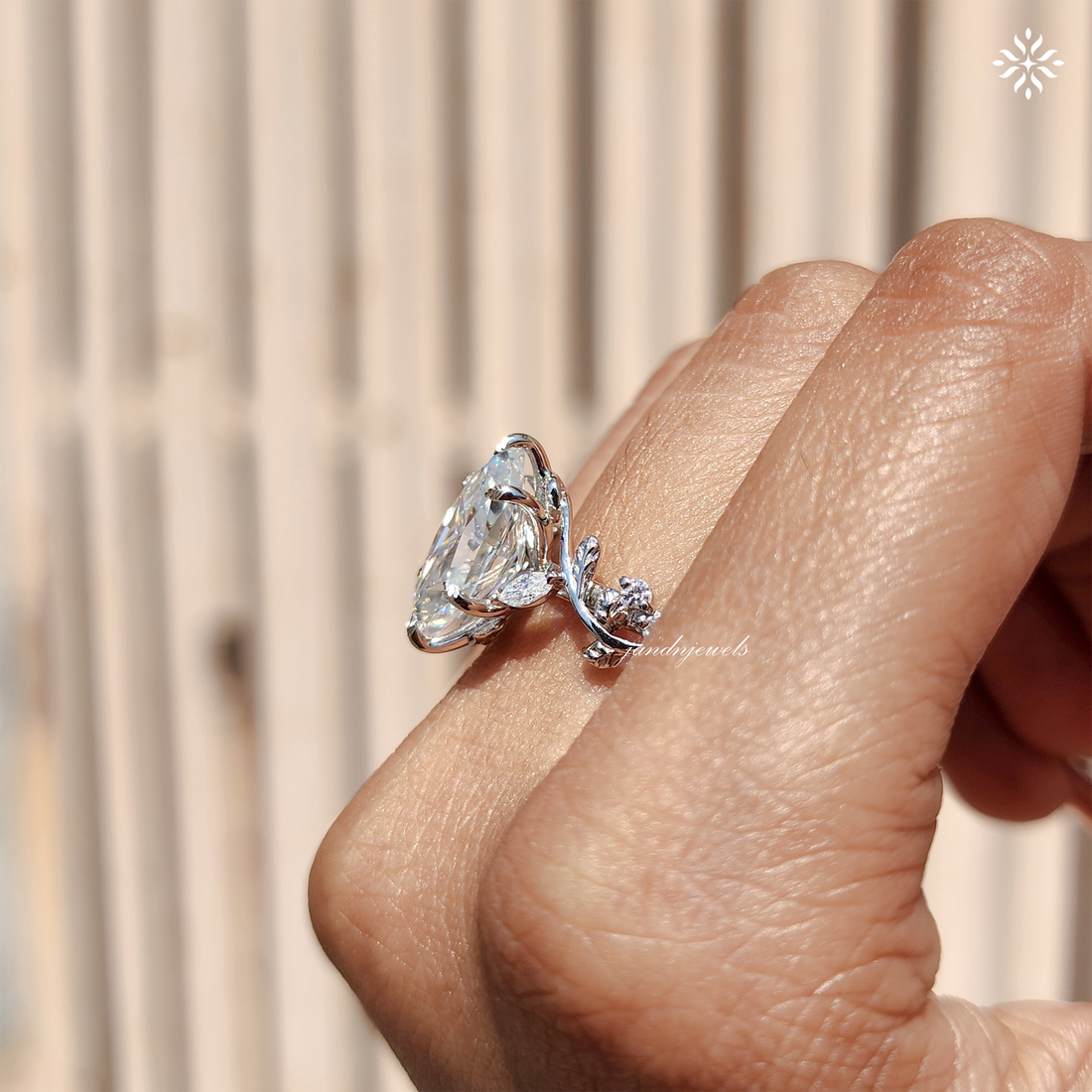 Vintage Dutch Marquise Engagement Gold Ring, Nature Inspired Leaf Style Vintage Wedding Rings for Women, Antique Diamond Ring Gift for Her