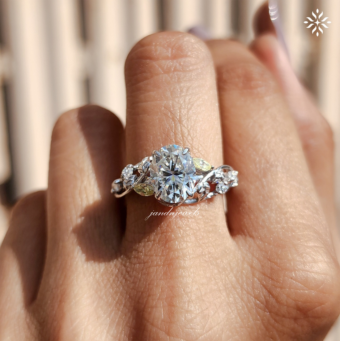 3 CT Floral Oval Cut Moissanite Engagement Ring Vintage Solid Gold Moissanite Solitaire Wedding Ring Nature Inspire Ring Gift For Girlfriend