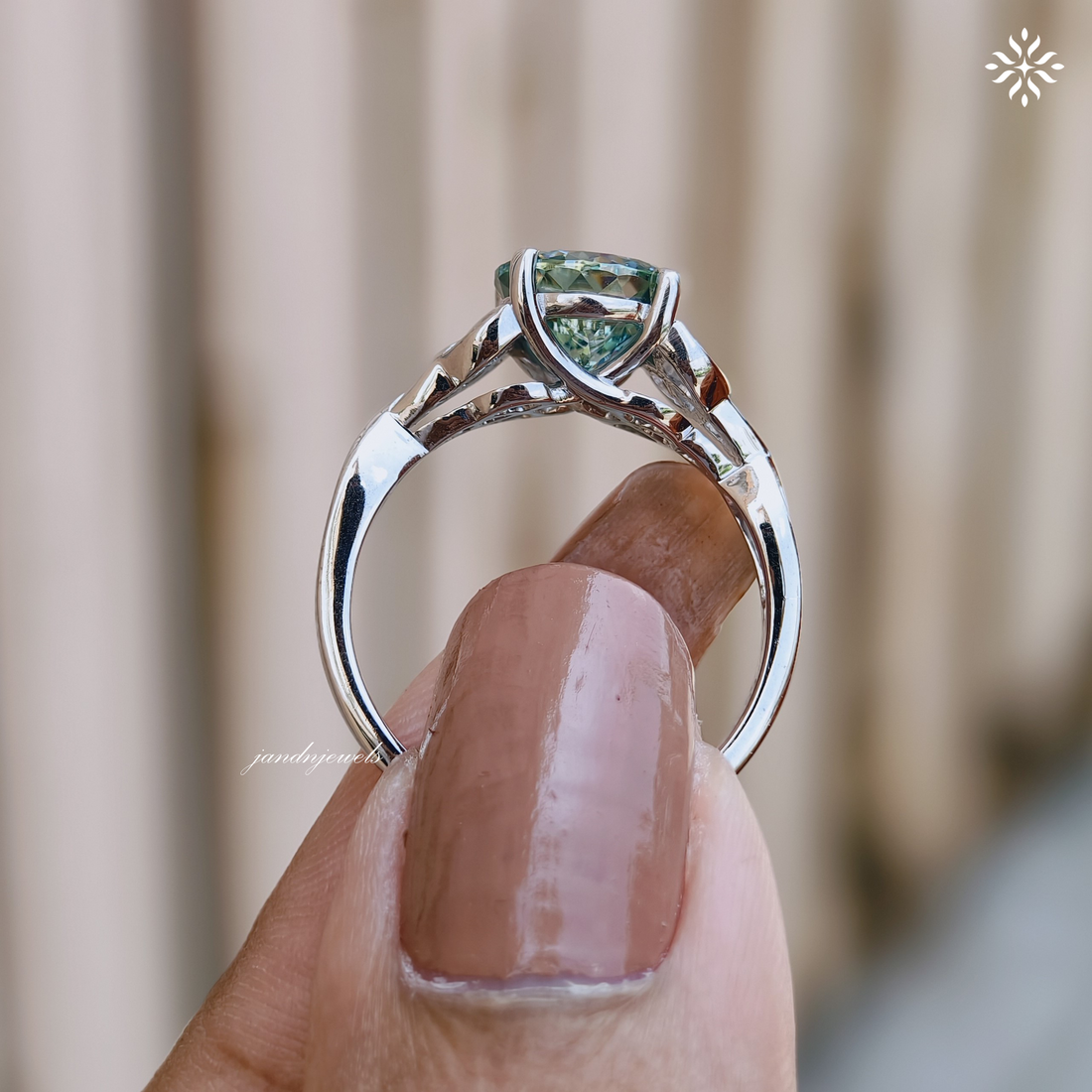 Vintage Celtic Knot Ring Cyan Blue Portuguese Cut Moissanite Engagement Ring Promise Ring for Her