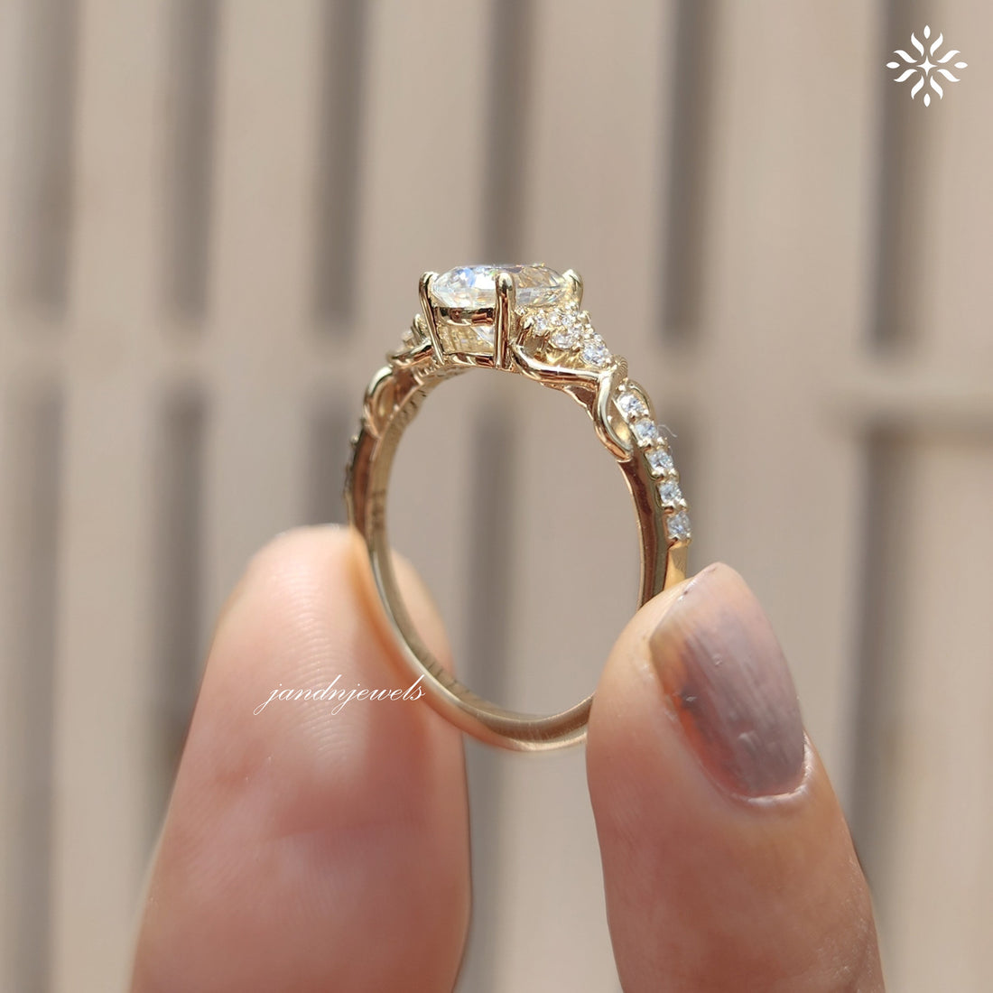 2CT Pear Shaped Moissanite Engagement Ring Floral Twisted Band Ring for Her