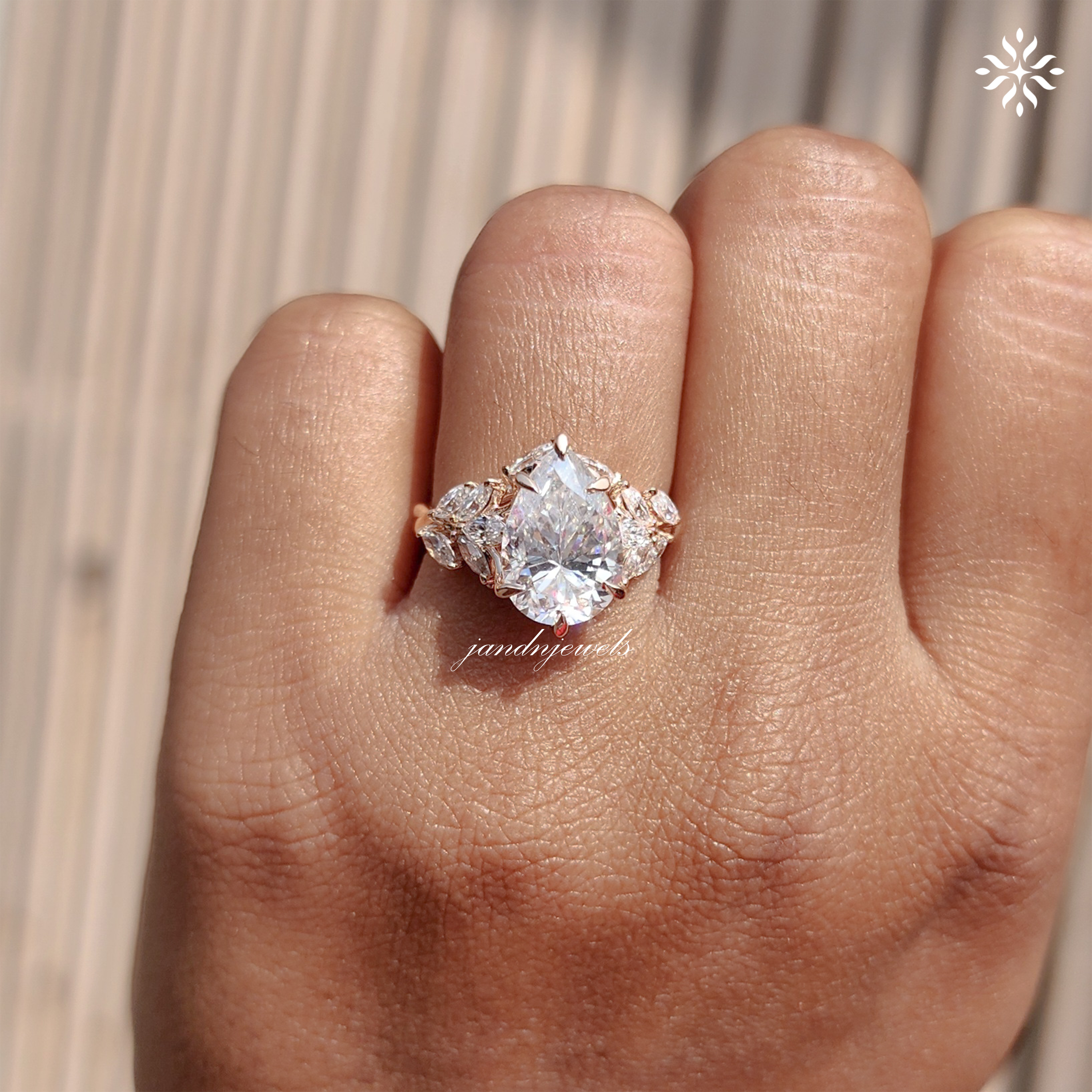 Floral Pear Cut Moissanite Engagement Ring Art Deco14K Gold Moissanite Diamond Wedding Ring Nature Inspire Ring Promise Ring For Women