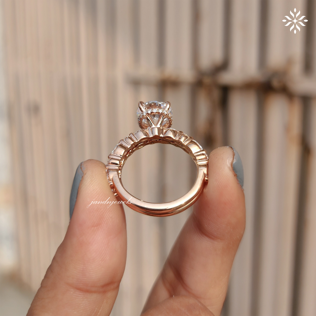 3CT Round Cut Lab Grown Diamond Engagement Ring Set 14K Gold Bridal Ring Set Unique Wedding Ring Set For Her Round Cut Diamond Ring Set