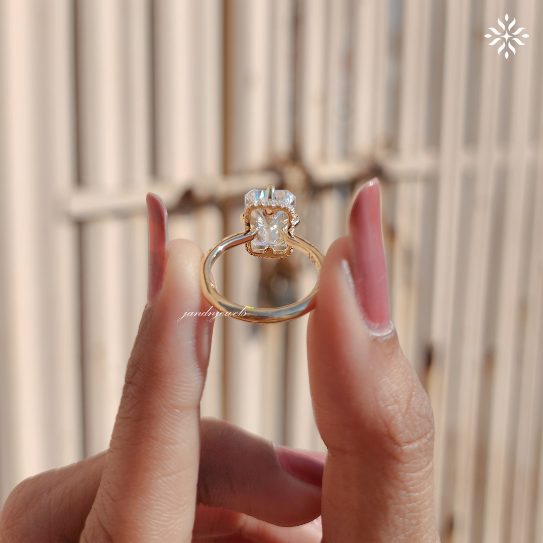3CT Emerald Cut Moissanite Engagement Ring 14K Solid Yellow Gold Wedding Ring Compass Prong Set Ring Solitaire Diamond Ring Propose Ring