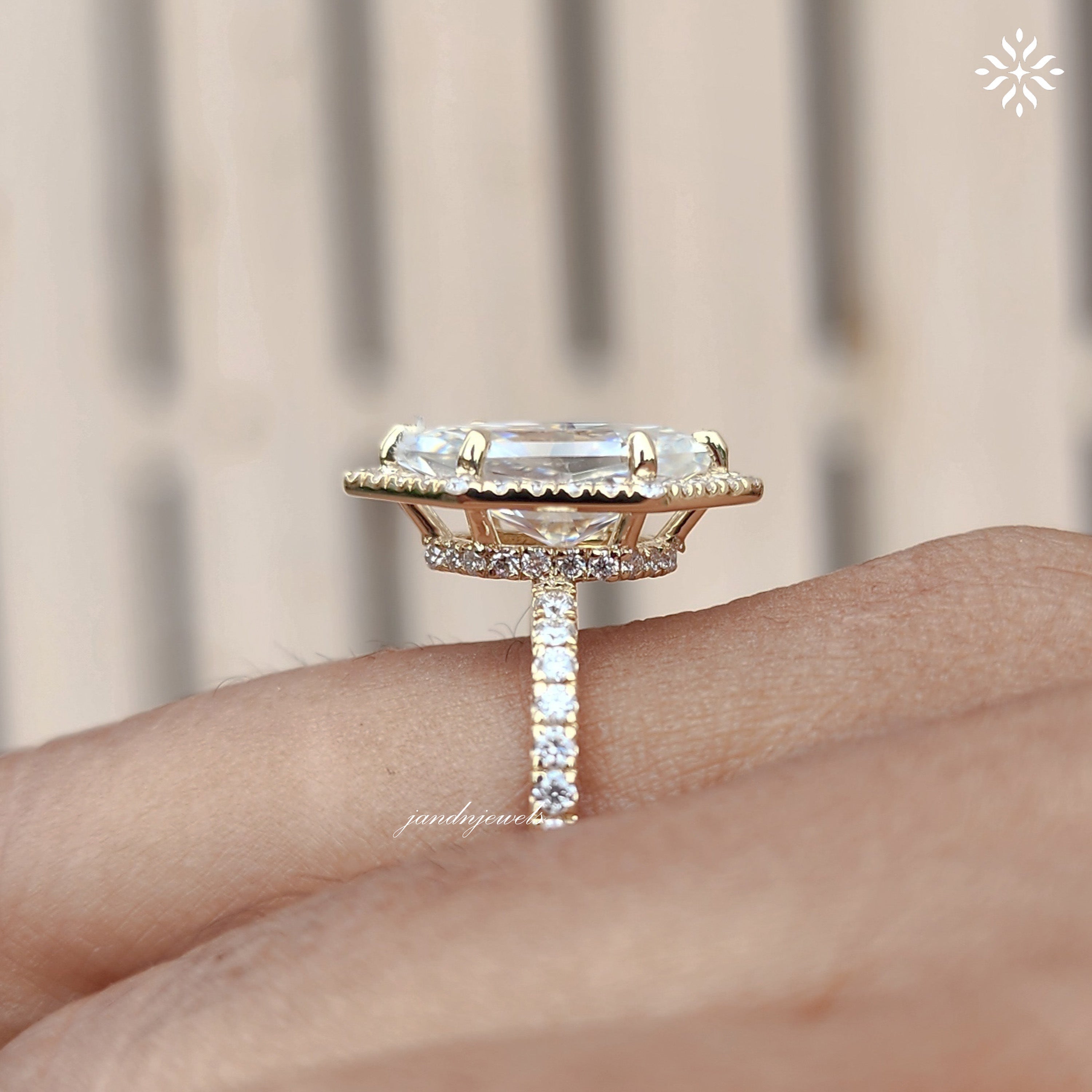 3CT Dutch Marquise Cut Moissanite Engagement Ring 14K Gold Halo Pave Band Hidden Halo Wedding Ring Anniversary Gift Proposal Ring For Her
