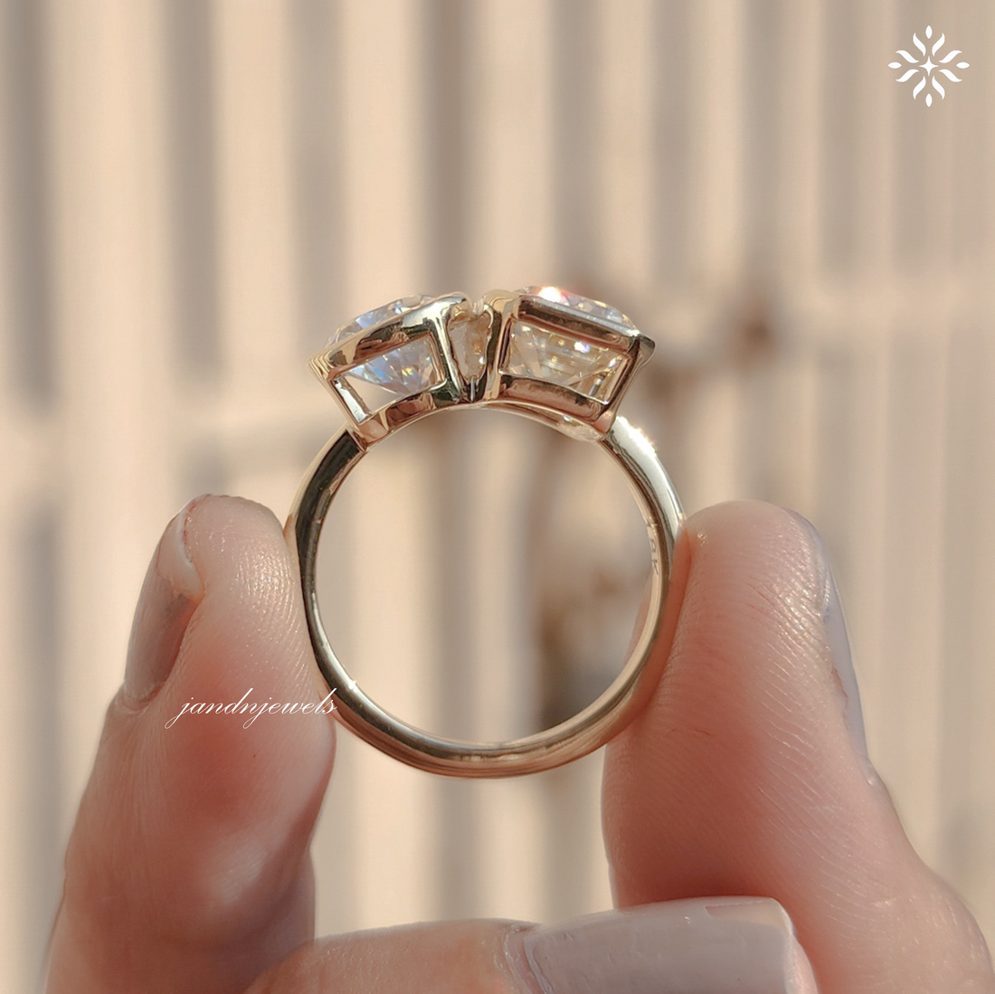 Toi et Moi Pear Shaped & Emerald Cut Moissanite Ring Two Stone Gold Engagement Ring Unique Bridal Ring