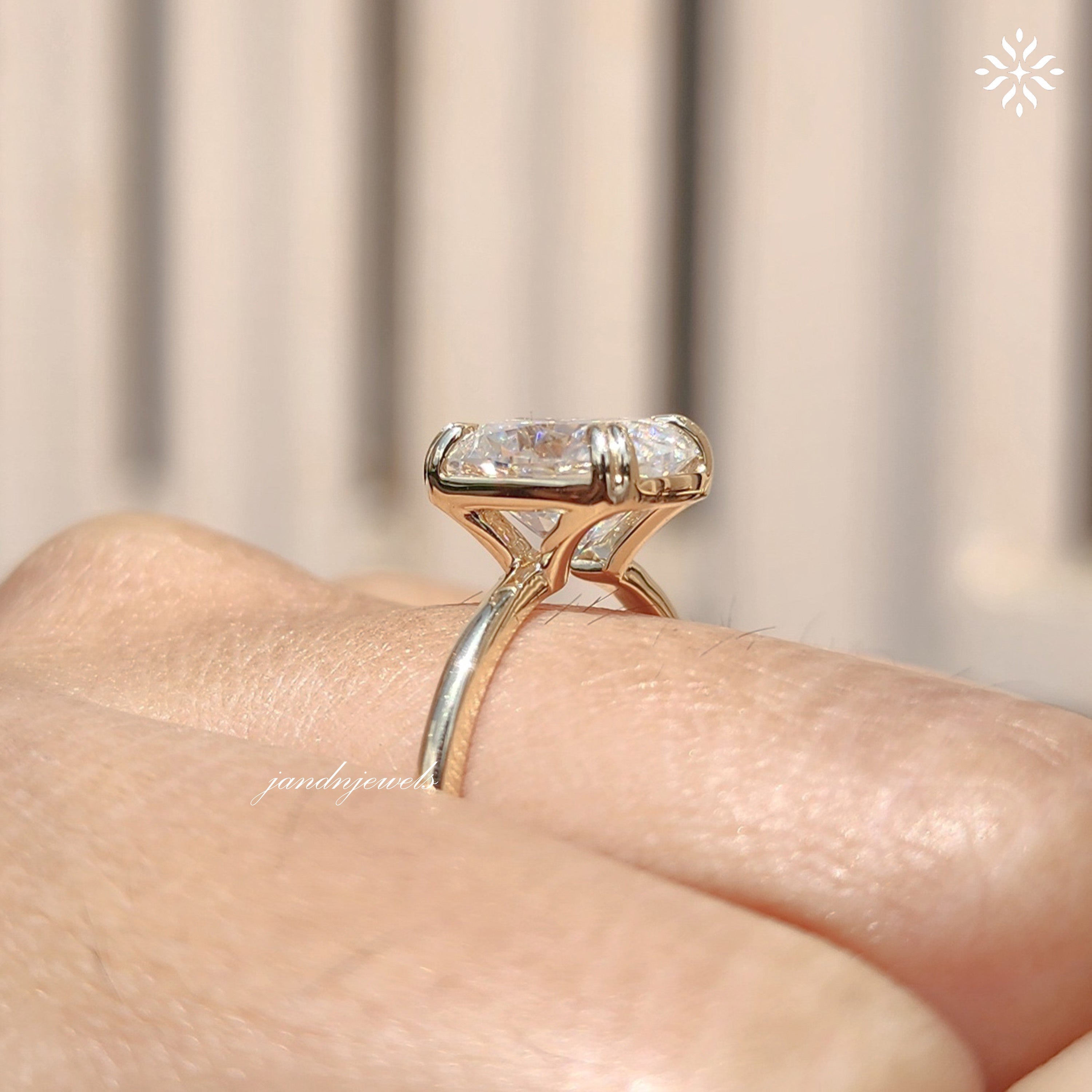 2CT Cushion Cut Moissanite Engagement Ring Dabble Prong Ring Solitaire Ring