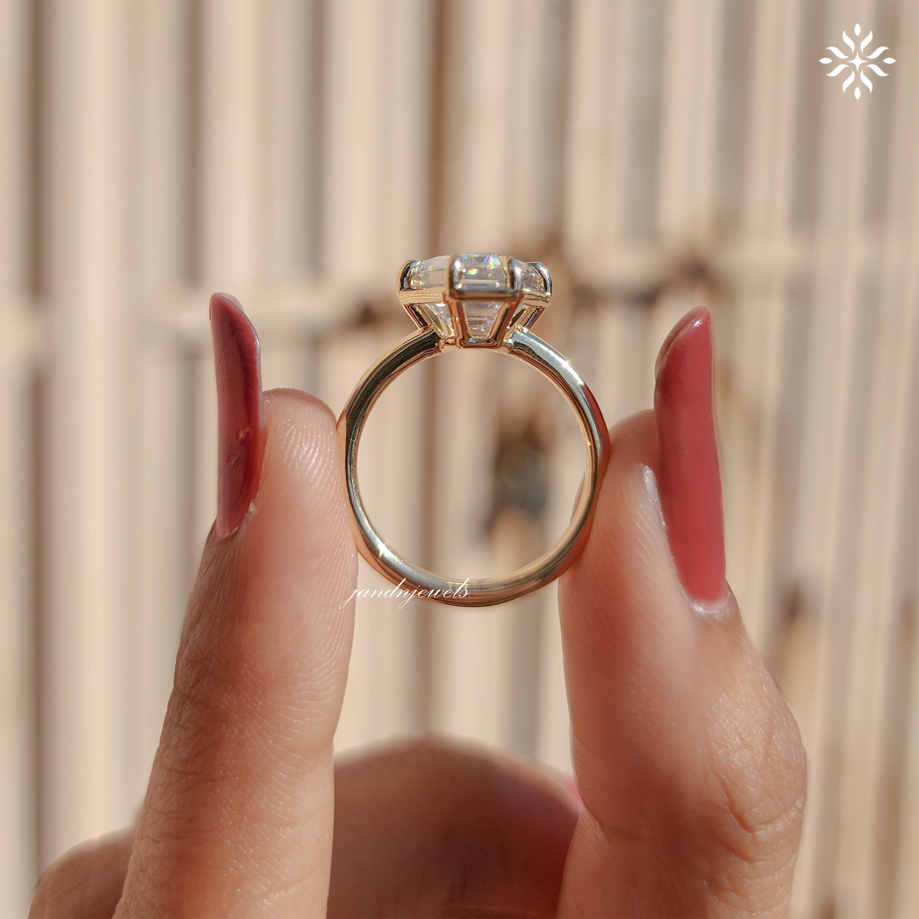 4CT Lozenge Cut Moissanite Engagement Ring 14K Solid Gold Solitaire Bezel And Prong Set Ring Unique Geometric Diamond Ring Wedding Ring