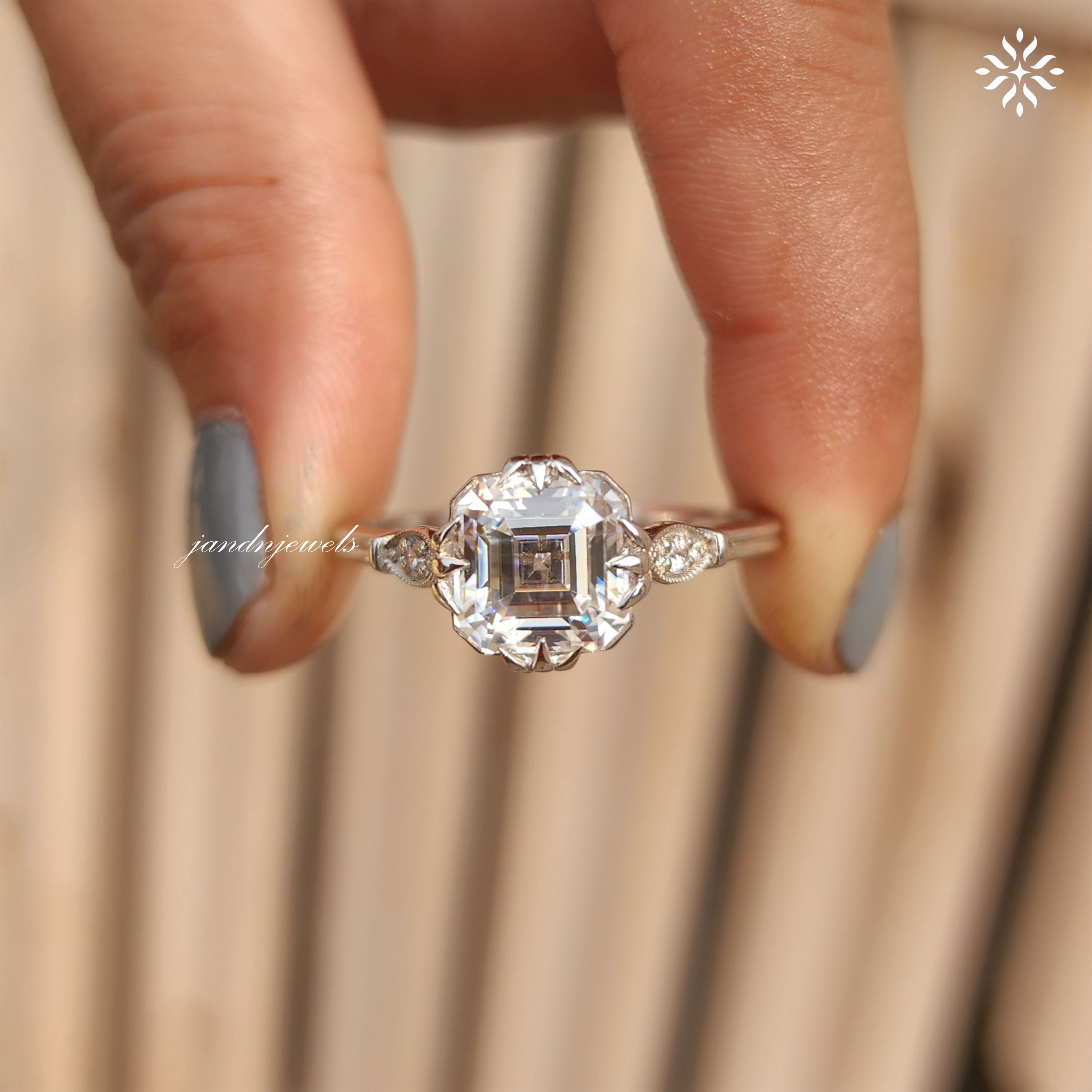 Asscher Cut Diamond Engagement Ring for Women IGI Certified Lab Grown Diamond Ring Vintage Style Ring Triple Prong Ring Anniversary Gift