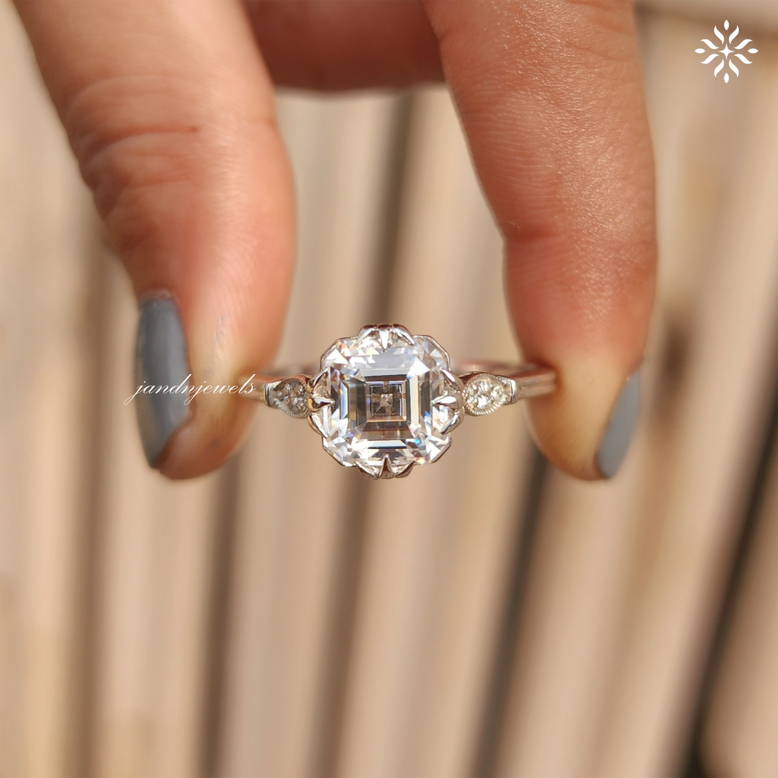 Asscher Cut Diamond Engagement Ring for Women IGI Certified Lab Grown Diamond Ring Vintage Style Ring Triple Prong Ring Anniversary Gift
