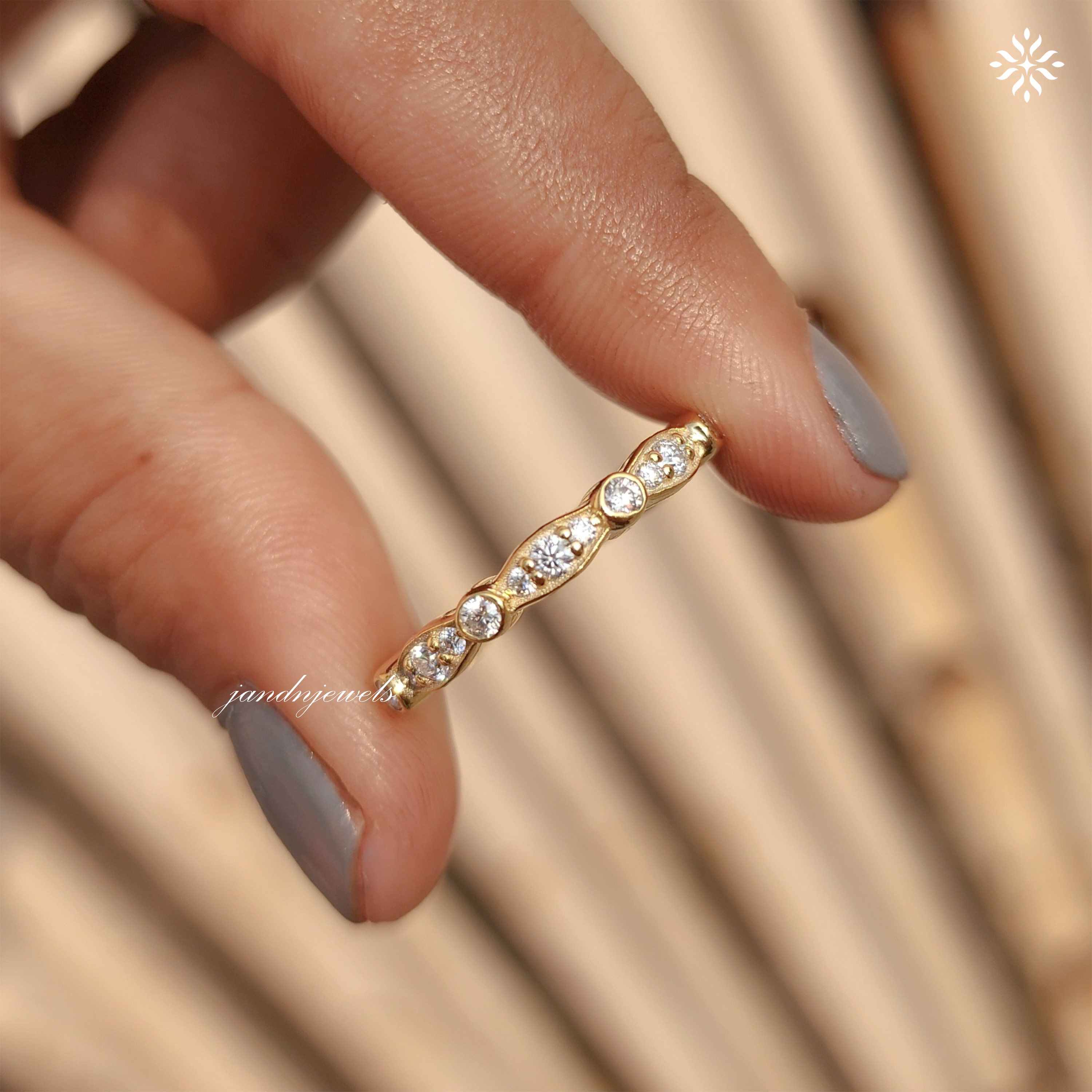 Art Deco Half Eternity Wedding Band Colorless Moissanite Band Migraine Wedding Band Matching Band for Her Wedding Gifts