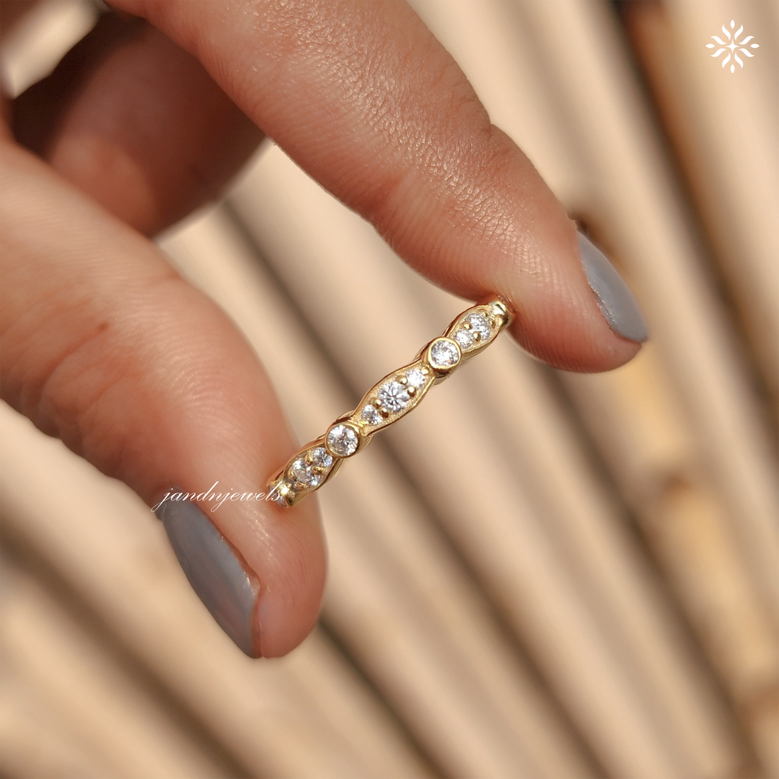 Art Deco Half Eternity Wedding Band Colorless Moissanite Band Migraine Wedding Band Matching Band for Her Wedding Gifts