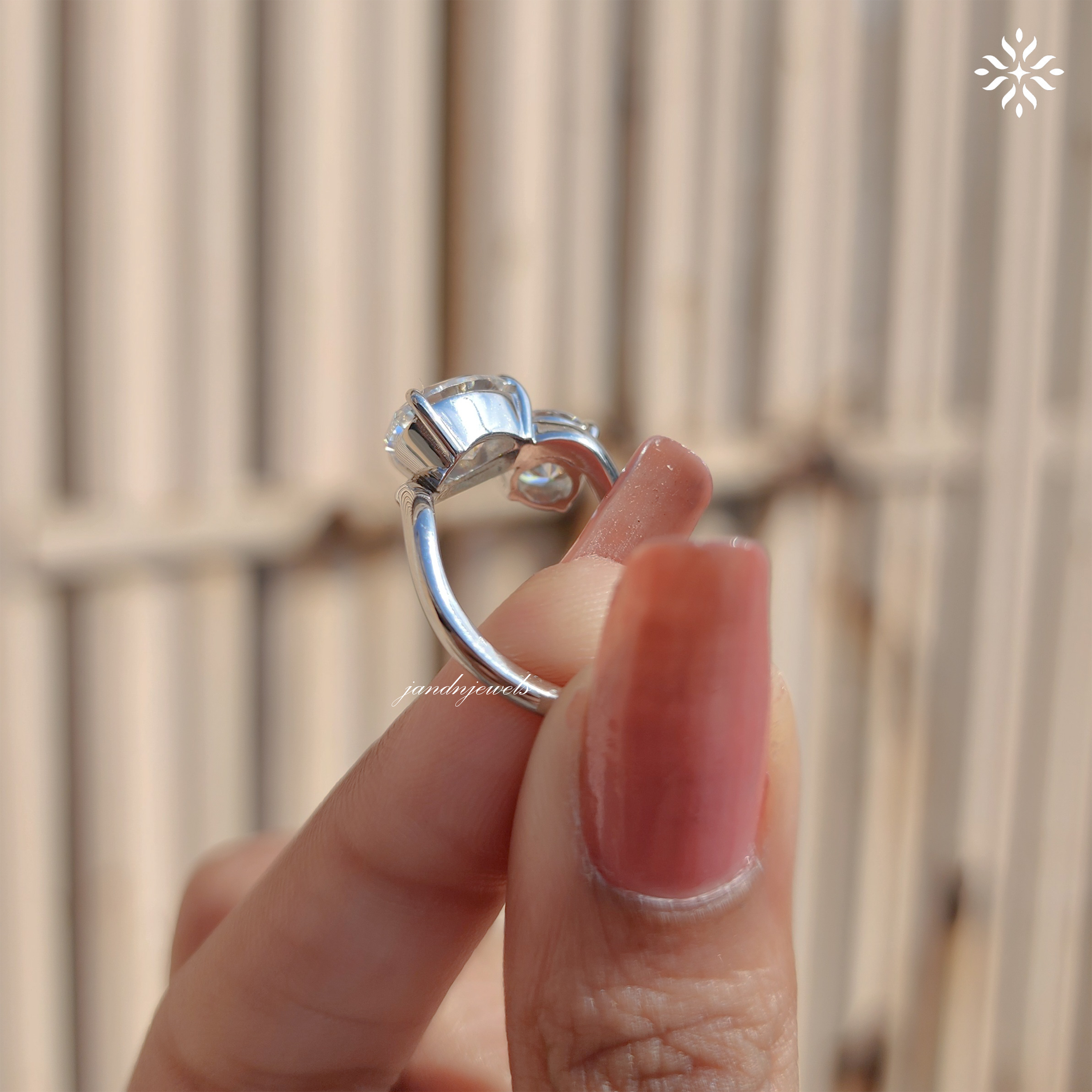 Pear & Round Cut Moissanite Engagement Ring, Toi Et Moi Ring, Bypass Shank Ring, 14K Solid Gold, Luxurious Two Stone Ring