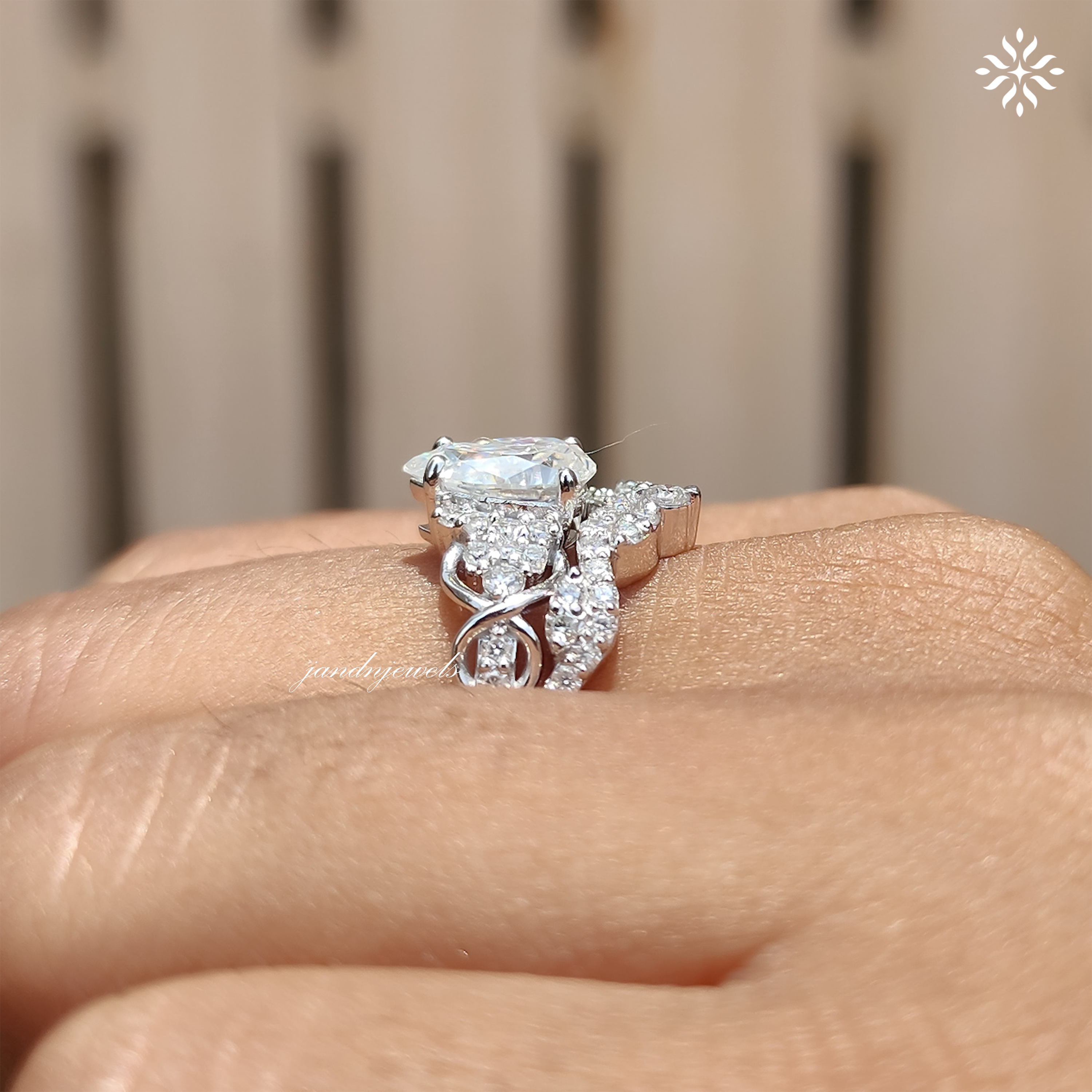 2CT Pear Moissanite Engagement Bridal Ring Set 14K Solid Gold Floral Nature Inspired Wedding Ring Set Promise Anniversary Gifts