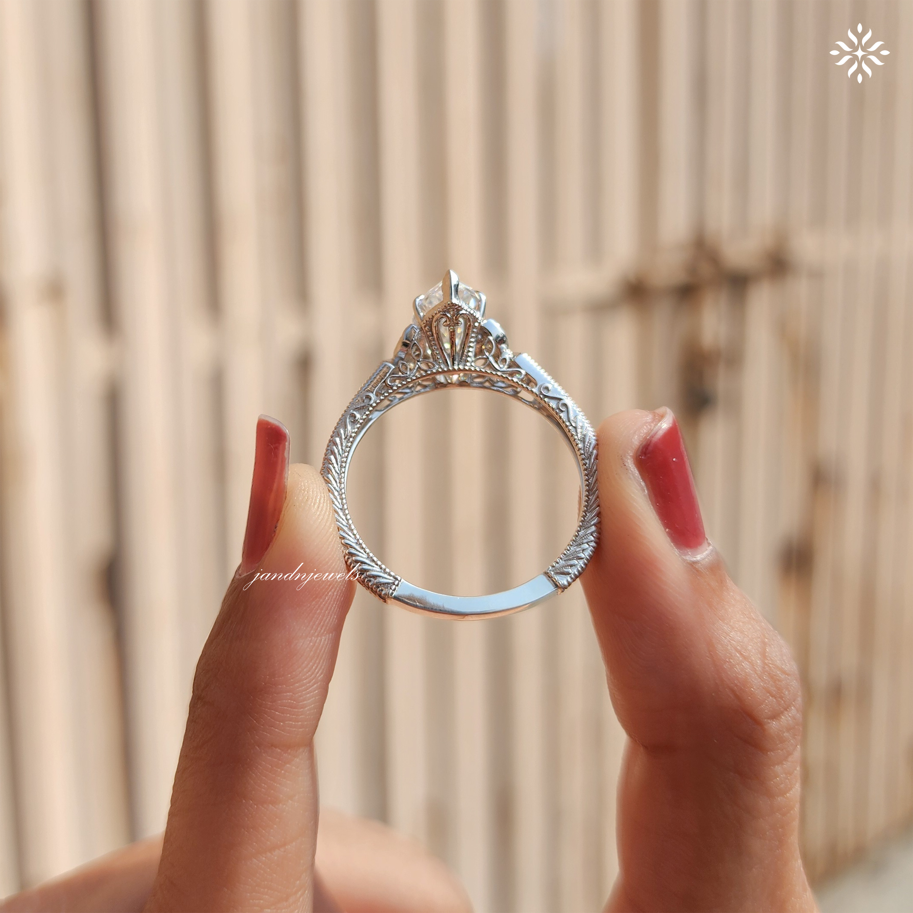 2.5CT Marquise Cut Moissanite Engagement Ring Art Deco Wedding Ring Vintage Engraved Band Unique Cluster Ring