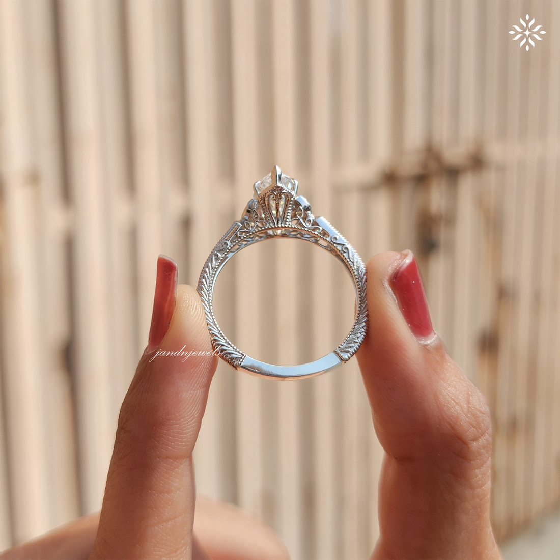 2.5CT Marquise Cut Moissanite Engagement Ring Art Deco Wedding Ring Vintage Engraved Band Unique Cluster Ring
