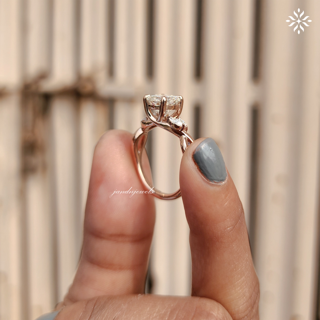 Twisted Shank Portuguese Cut Moissanite Diamond Ring Infinity Style 14K Solid Gold Ring Pear Accent Bridal Ring Promise Anniversary Gift
