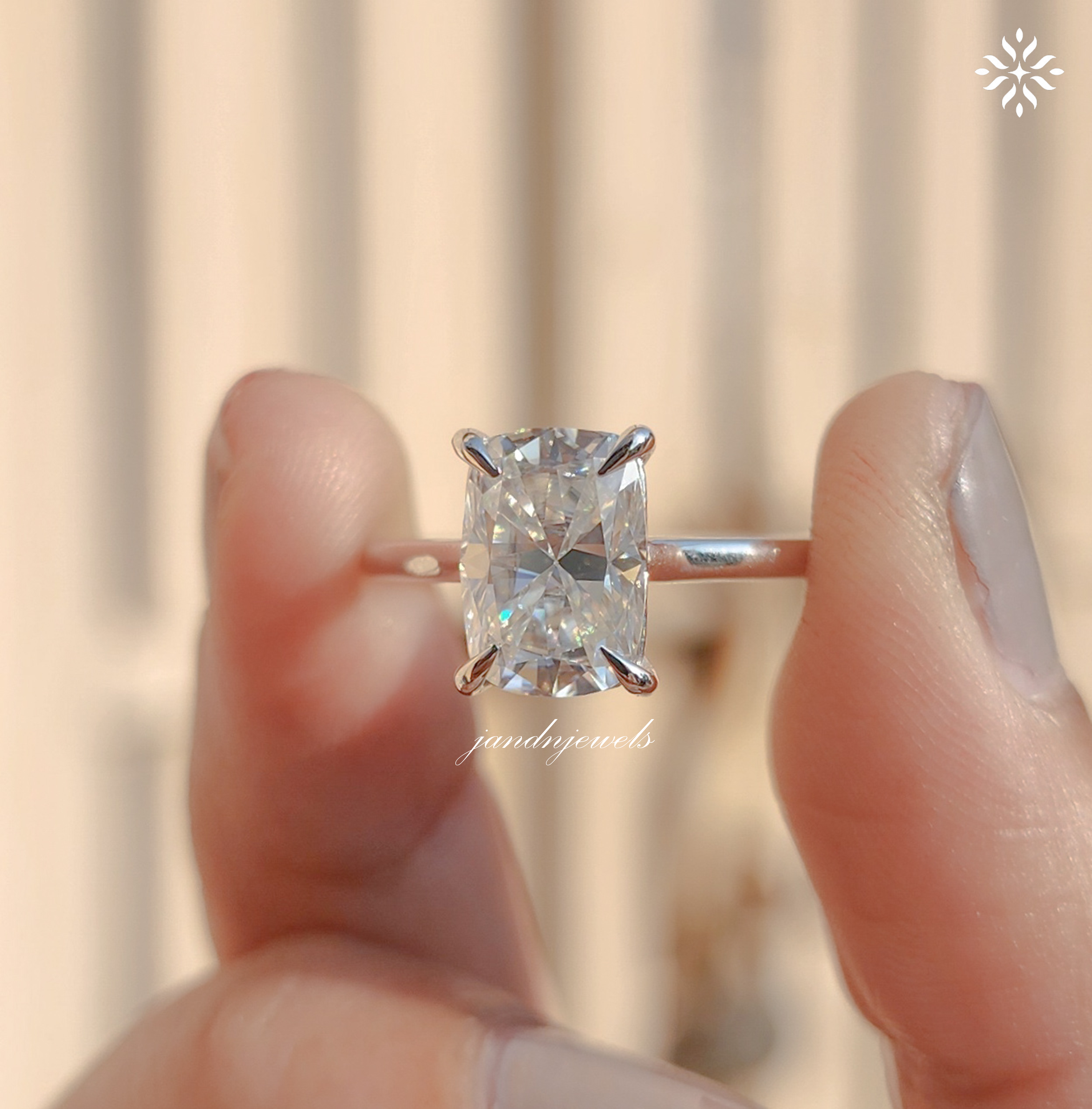 2.5CT Cushion Cut Moissanite Engagement Ring Solitaire 14K Gold Minimalist Wedding Ring for Her