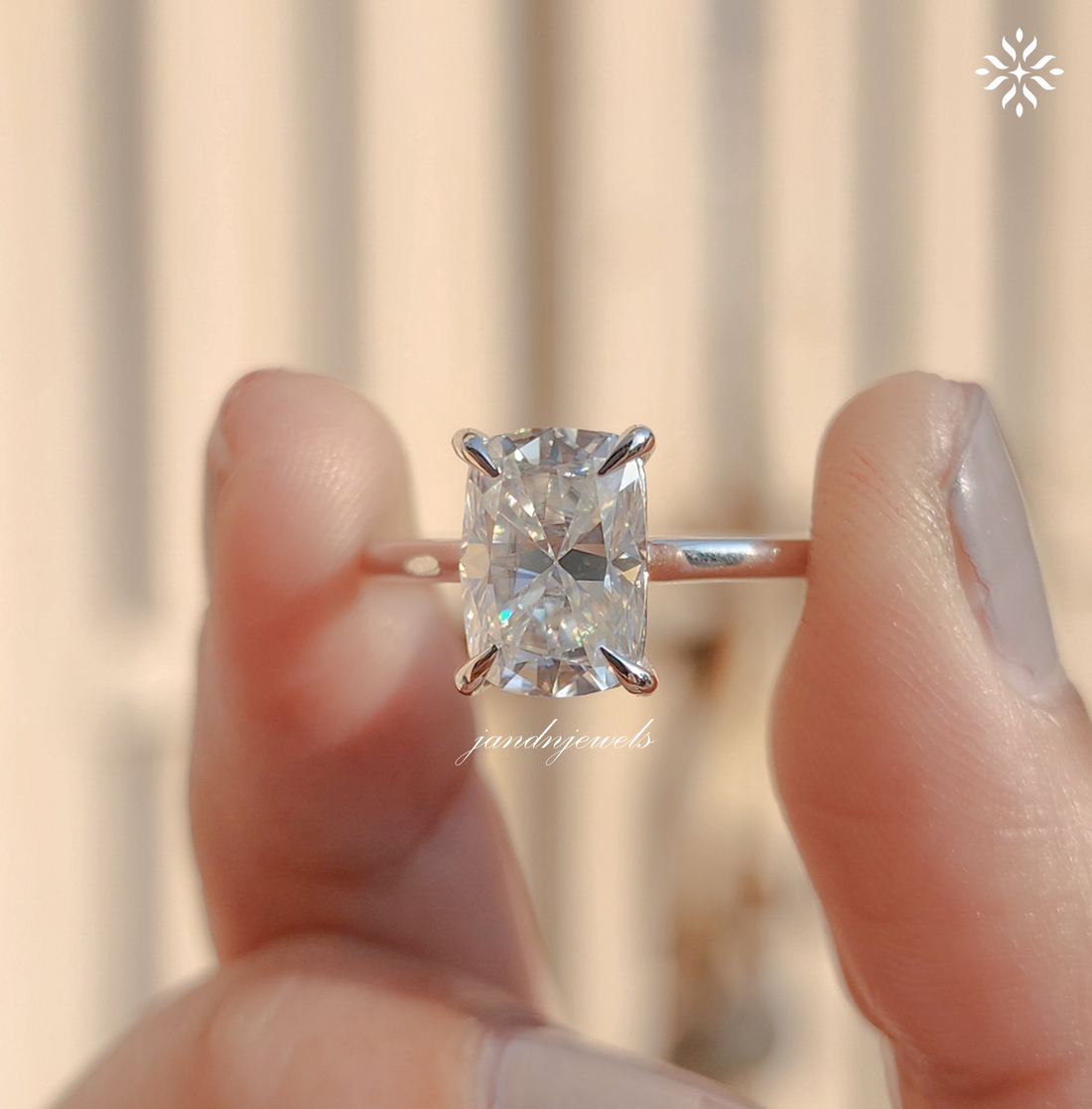 2.5CT Cushion Cut Moissanite Engagement Ring Solitaire 14K Gold Minimalist Wedding Ring for Her