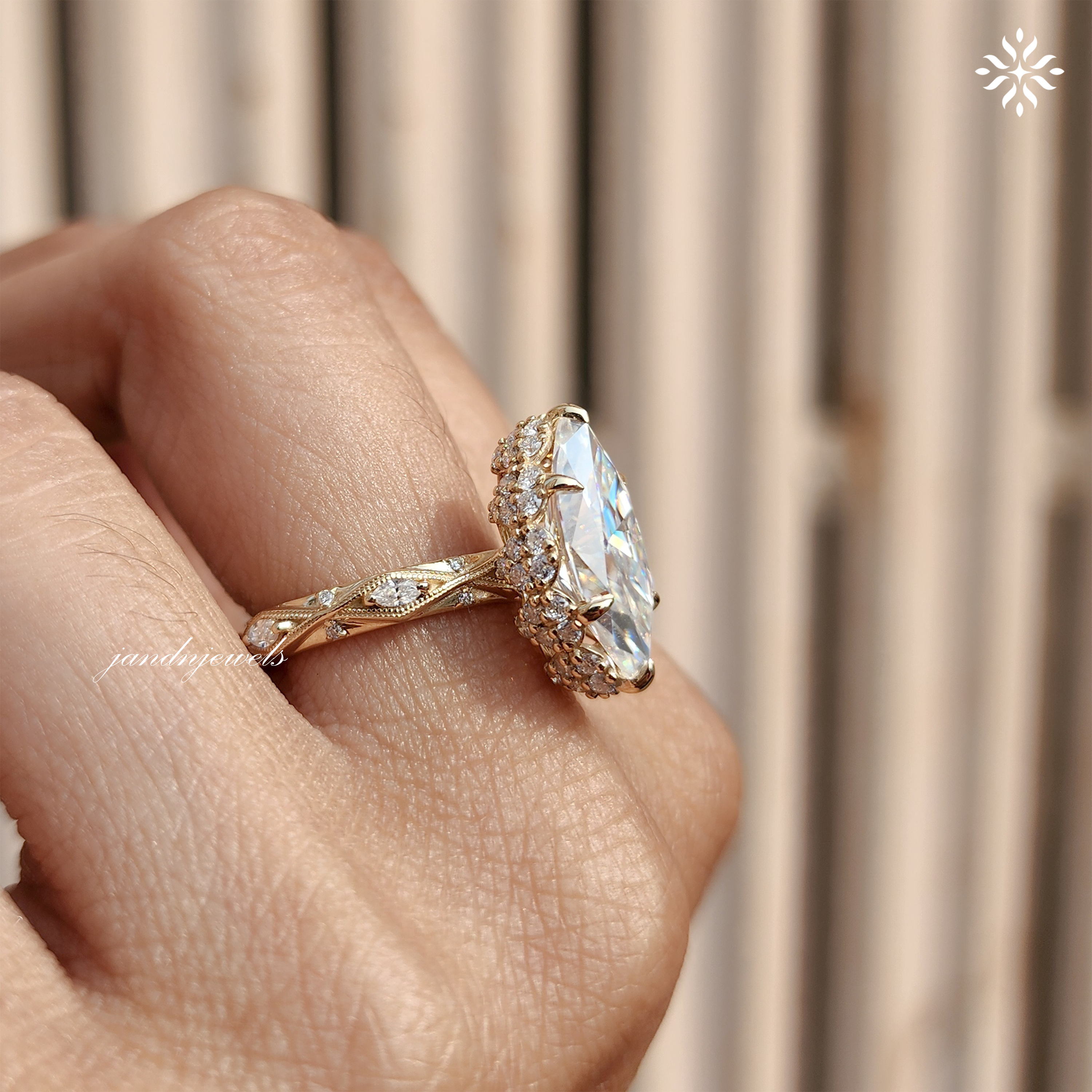 4CT Vintage Marquise Cut Moissanite Engagement Ring Art Deco Hidden Halo Ring 14K Solid Gold Ring Diamond Ring Classic Marquise Ring