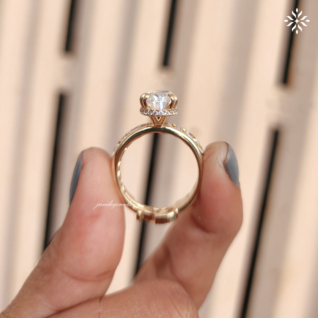 3CT Oval Cut Moissanite Engagement Ring Set Hidden Halo Dabble Prong Ring 14K Solid Gold Bridal Ring Set Personalized Name Initial Ring