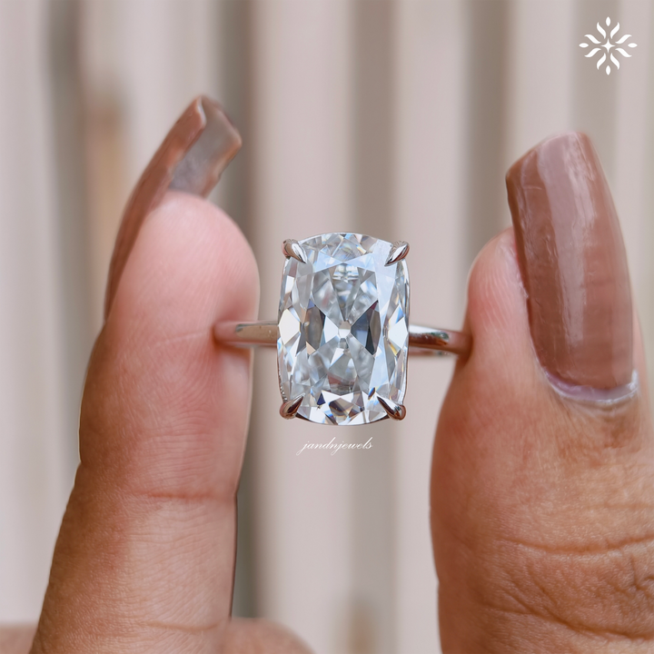 5CT Old Mine Cushion Moissanite Diamond Engagement Ring Solitaire Ring