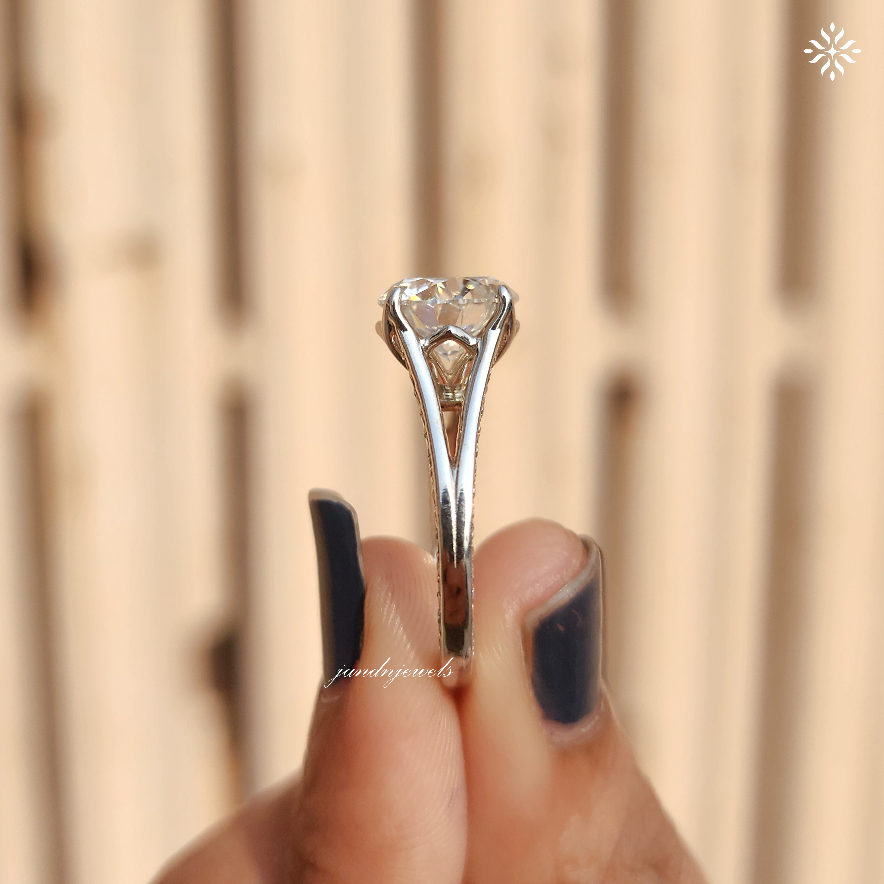2CT Round Cut Moissanite Engagement Ring Cathedral Setting Ring Pavé Diamond Band Classic Solitaire Bridal Ring