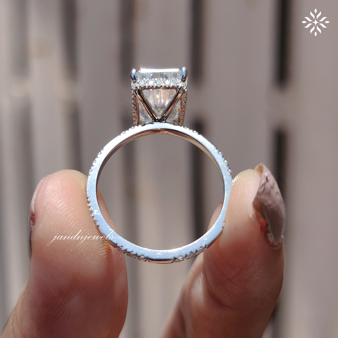 4CT Radiant Cut Moissanite Engagement Ring Solitaire Ring Distance Pave Band Hidden Halo Diamond Ring Everbee logo Analyze listing