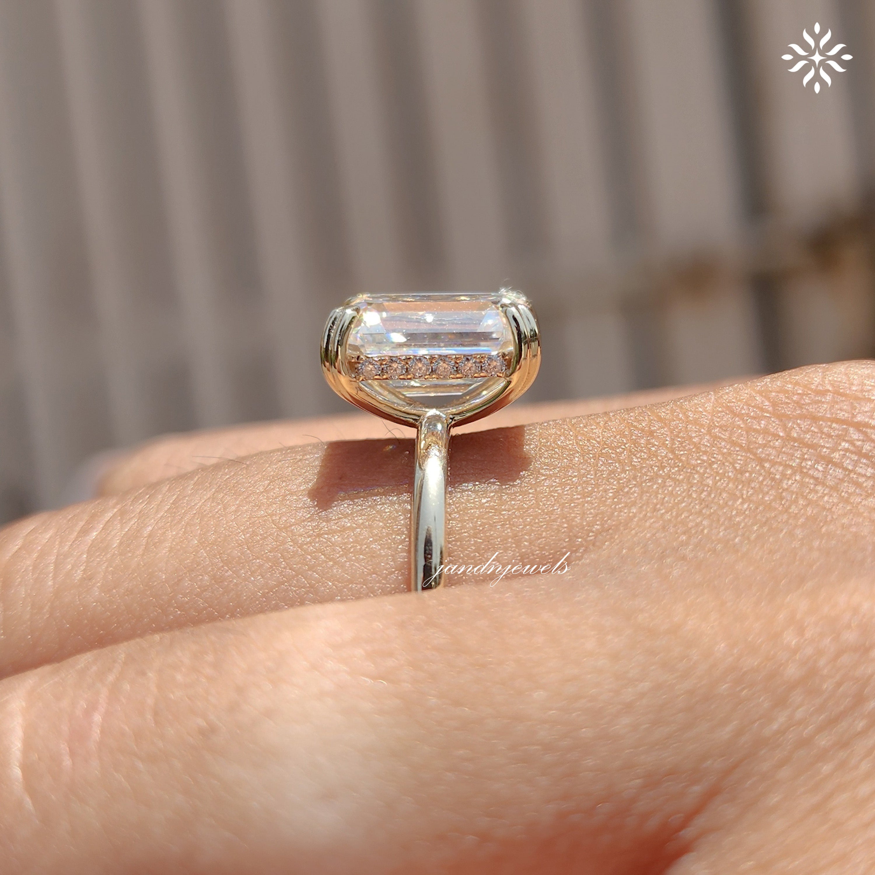 3CT Emerald Cut Moissanite Engagement Ring 14K Solid Gold Ring Hidden Halo Diamond Ring 14K Gold Ring Solitaire Diamond Ring