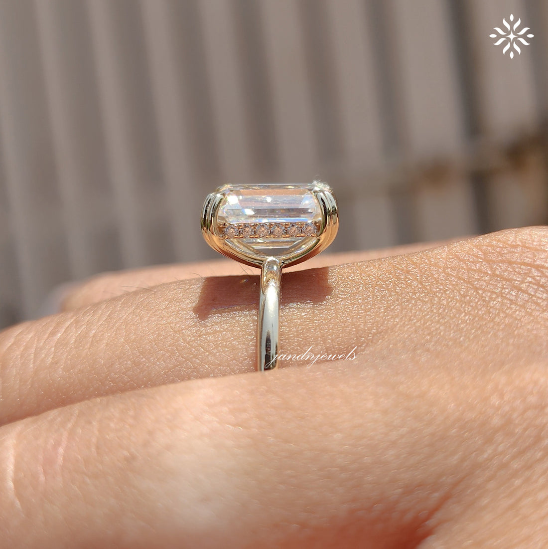 3CT Emerald Cut Moissanite Engagement Ring 14K Solid Gold Ring Hidden Halo Diamond Ring 14K Gold Ring Solitaire Diamond Ring