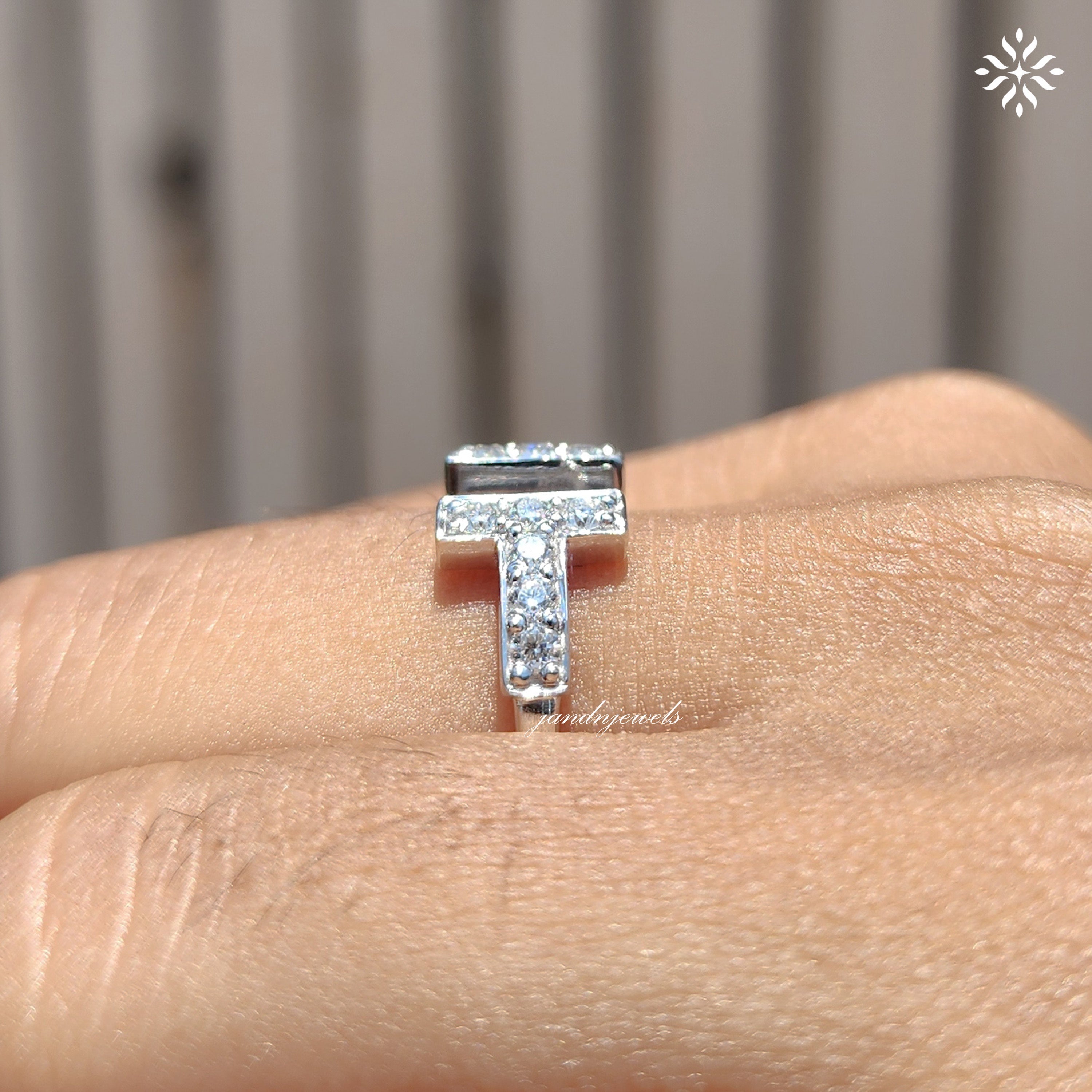 Open Shank T-Shape Diamond Moissanite Ring