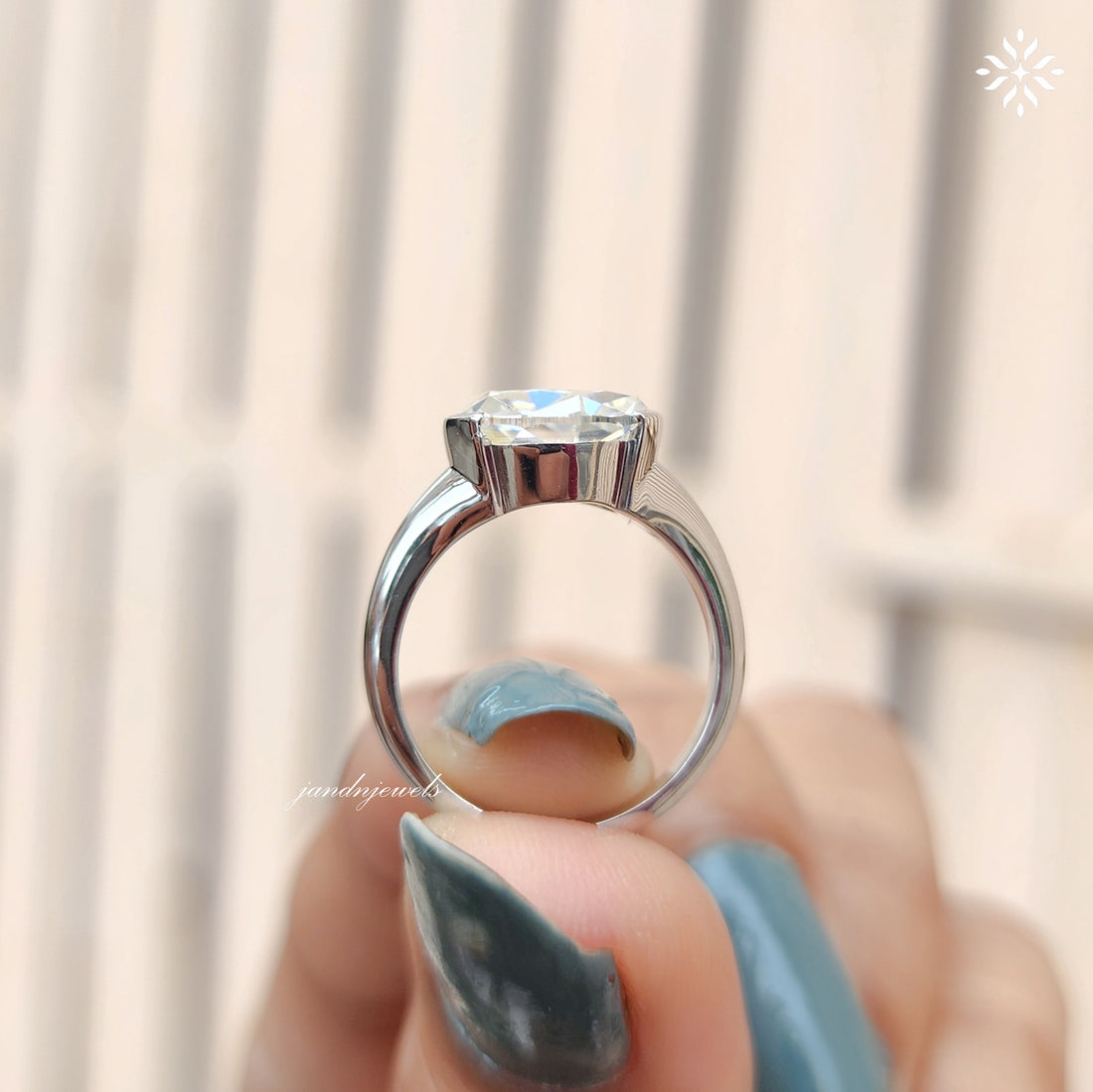 1.5 CT Rose Cut Half Bezel Moissanite Engagement Ring Solitaire Ring Half Bezel Ring Wedding Ring For Women Promise Ring For Her