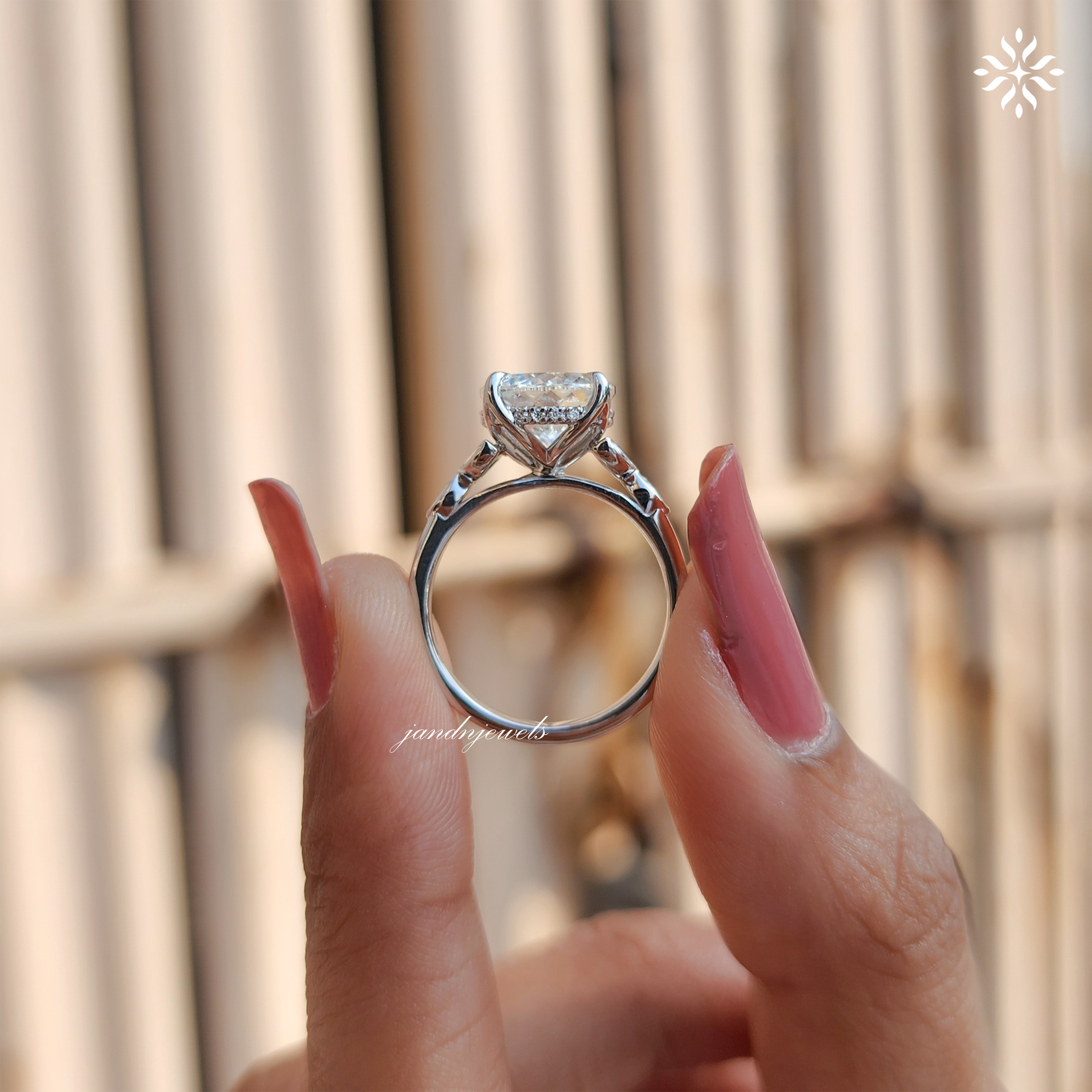 Custom 2CT Portuguese Cut Moissanite Engagement Ring, 14K Solid Gold Ring, Dainty Promise Ring for Her, Mystique Cathedral Setting Ring